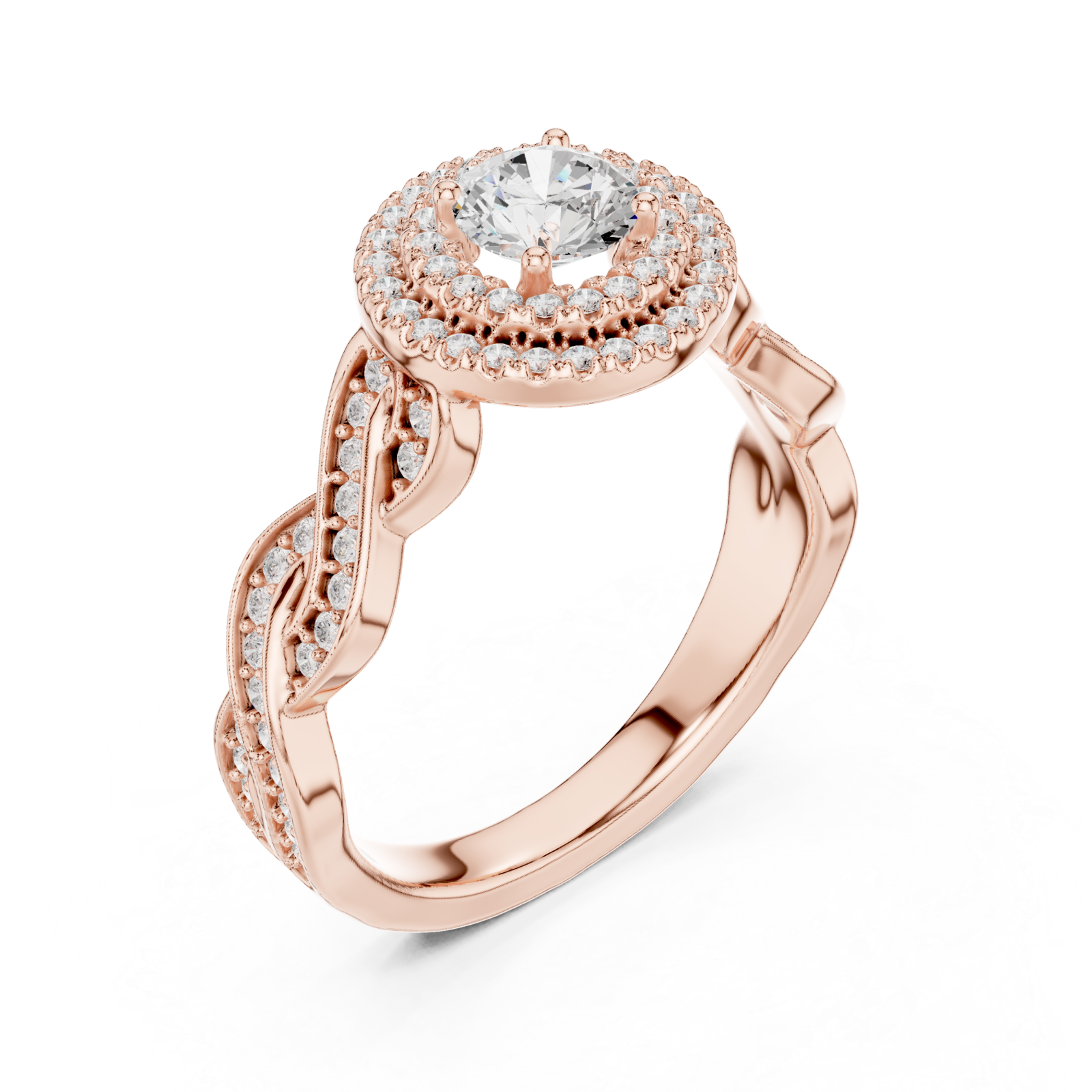  Rose Gold Twilight Embrace Halo Ring Right View