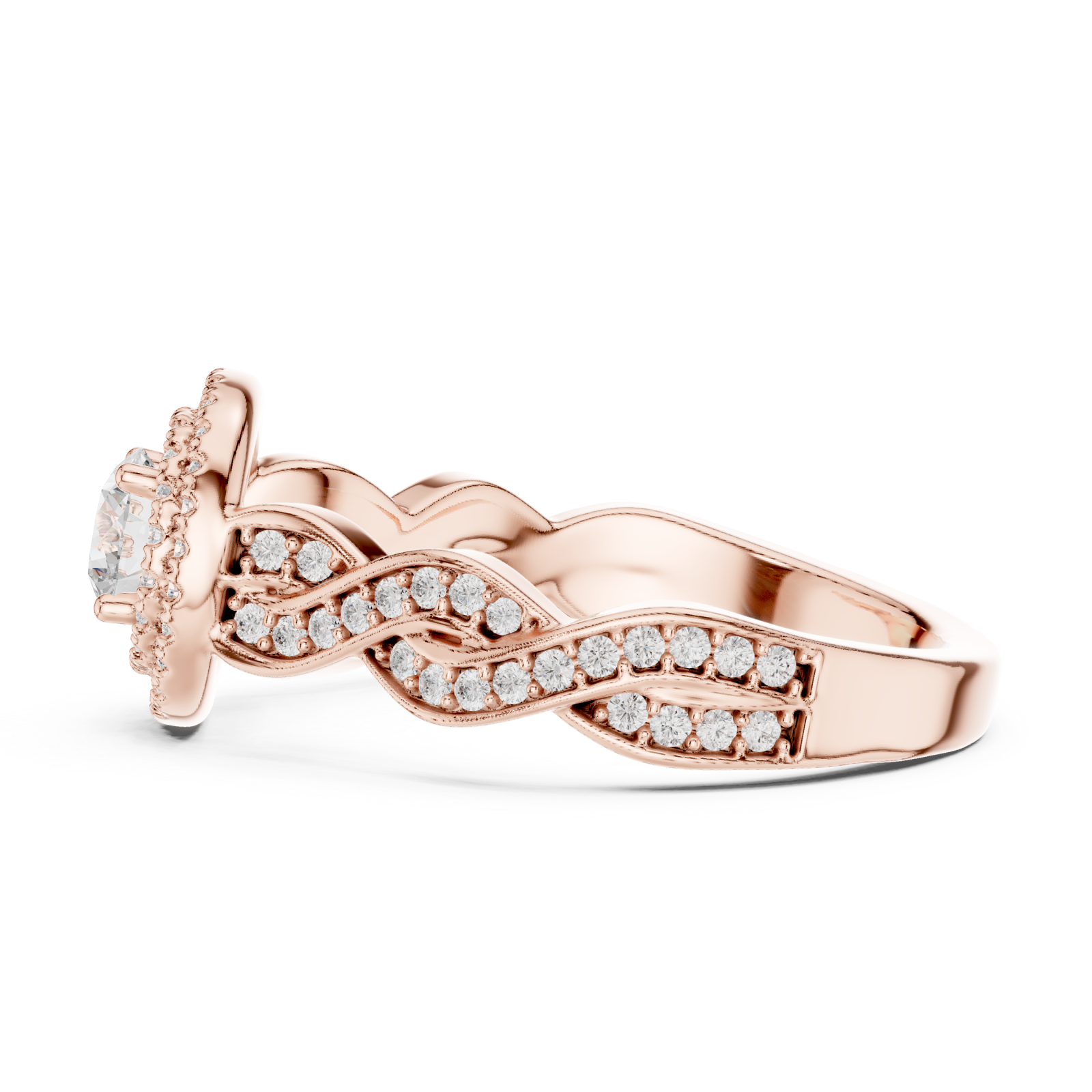  Rose Gold Twilight Embrace Halo Ring Side View