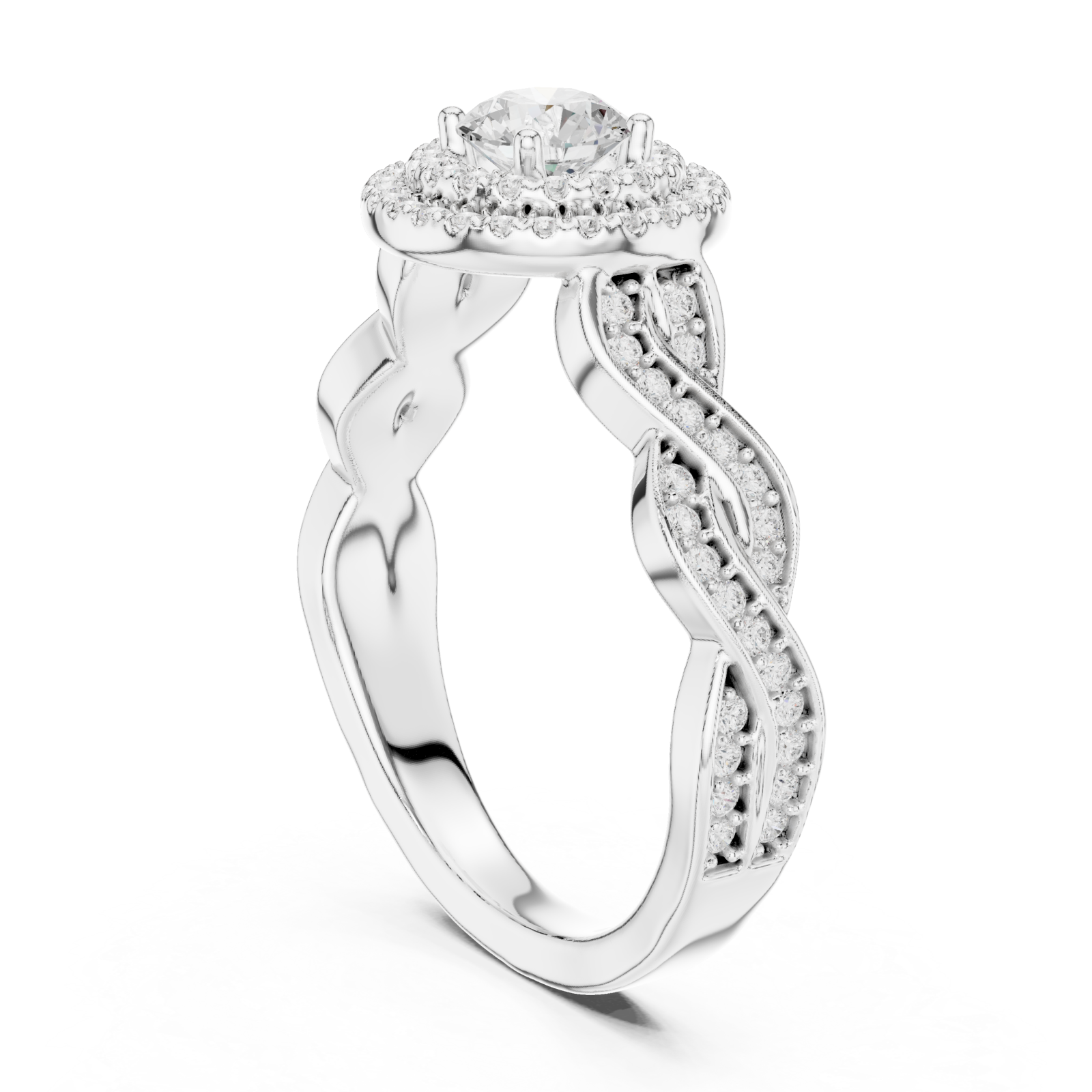 White Gold Twilight Embrace Halo Ring Left View