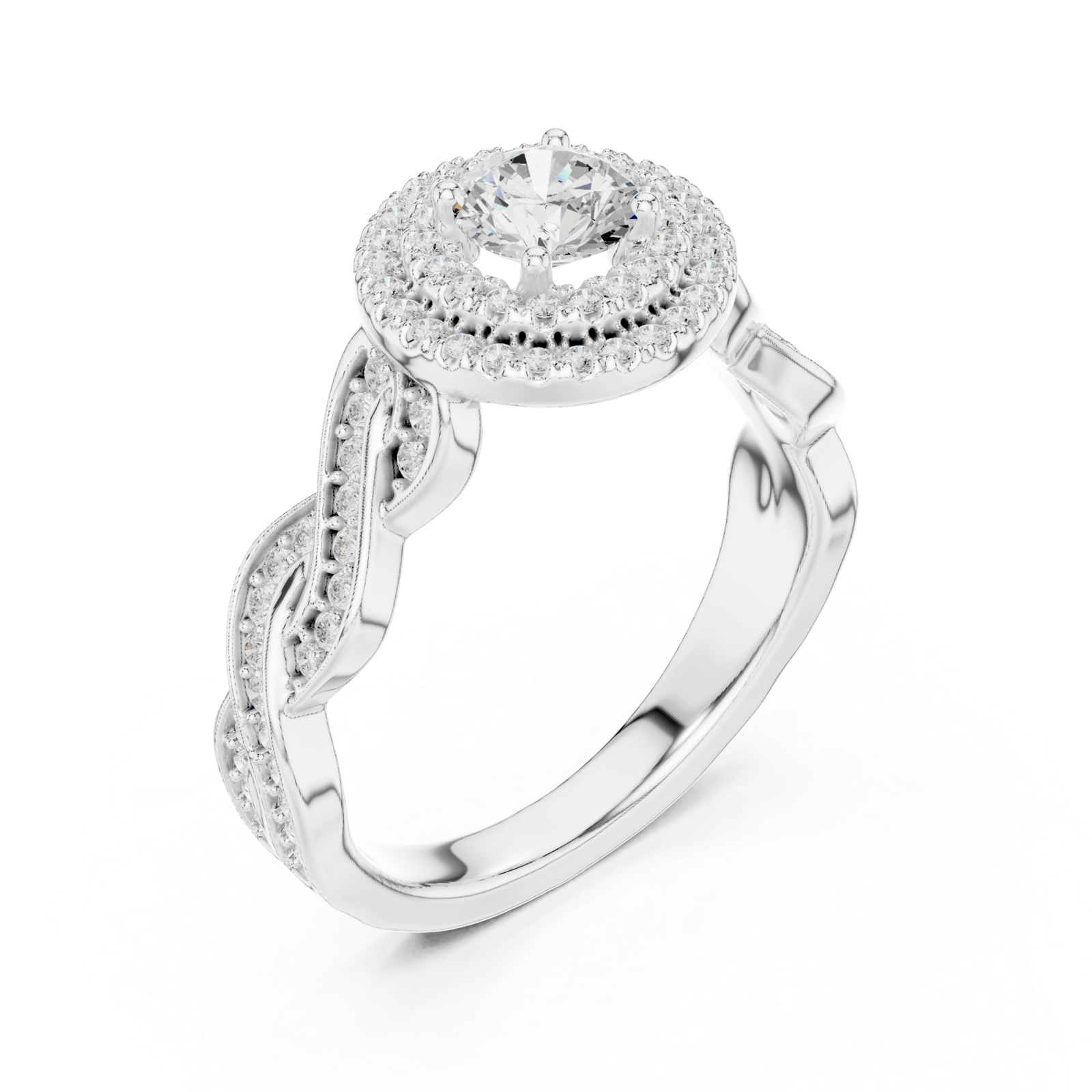  White Gold Twilight Embrace Halo Ring Right View