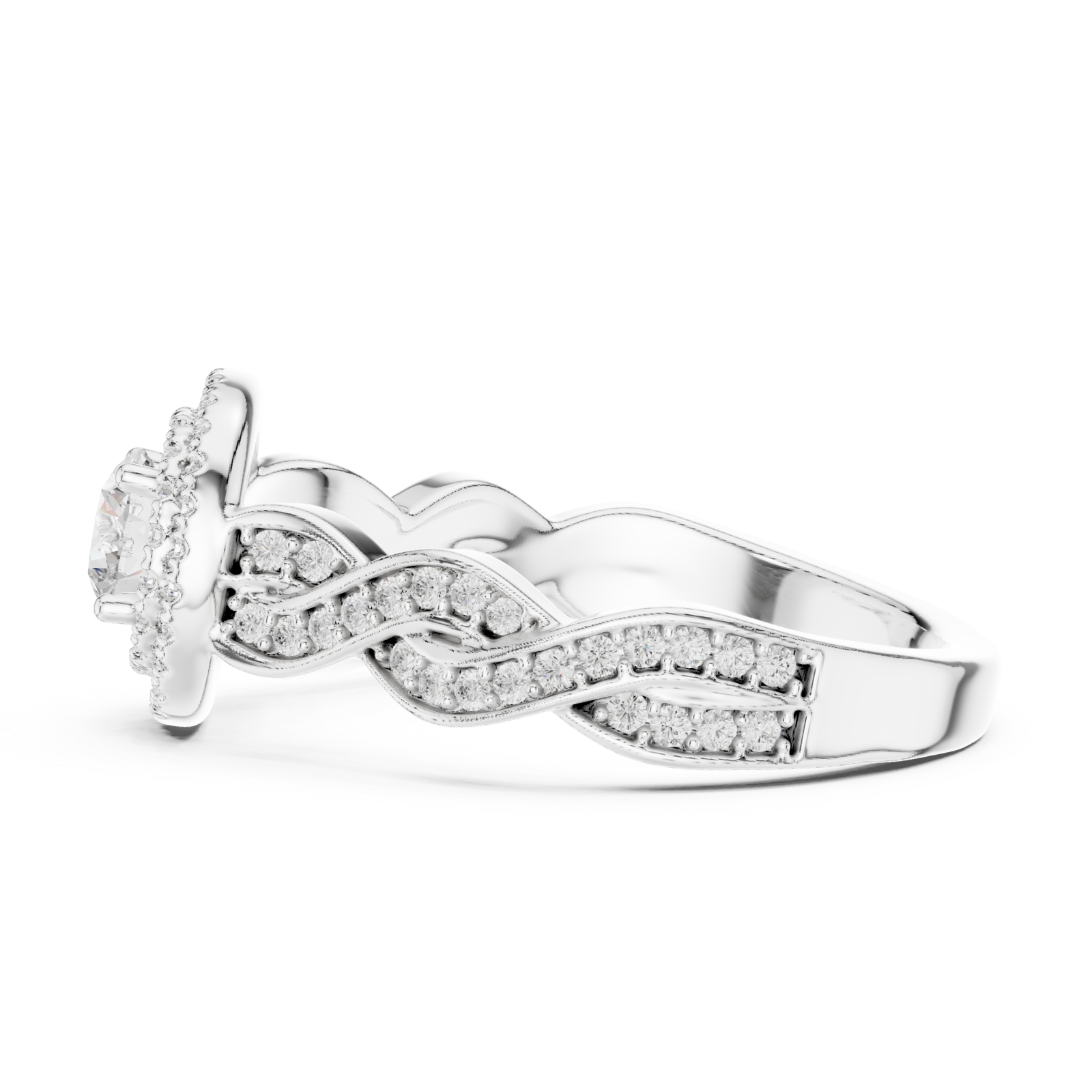  White Gold Twilight Embrace Halo Ring Side View