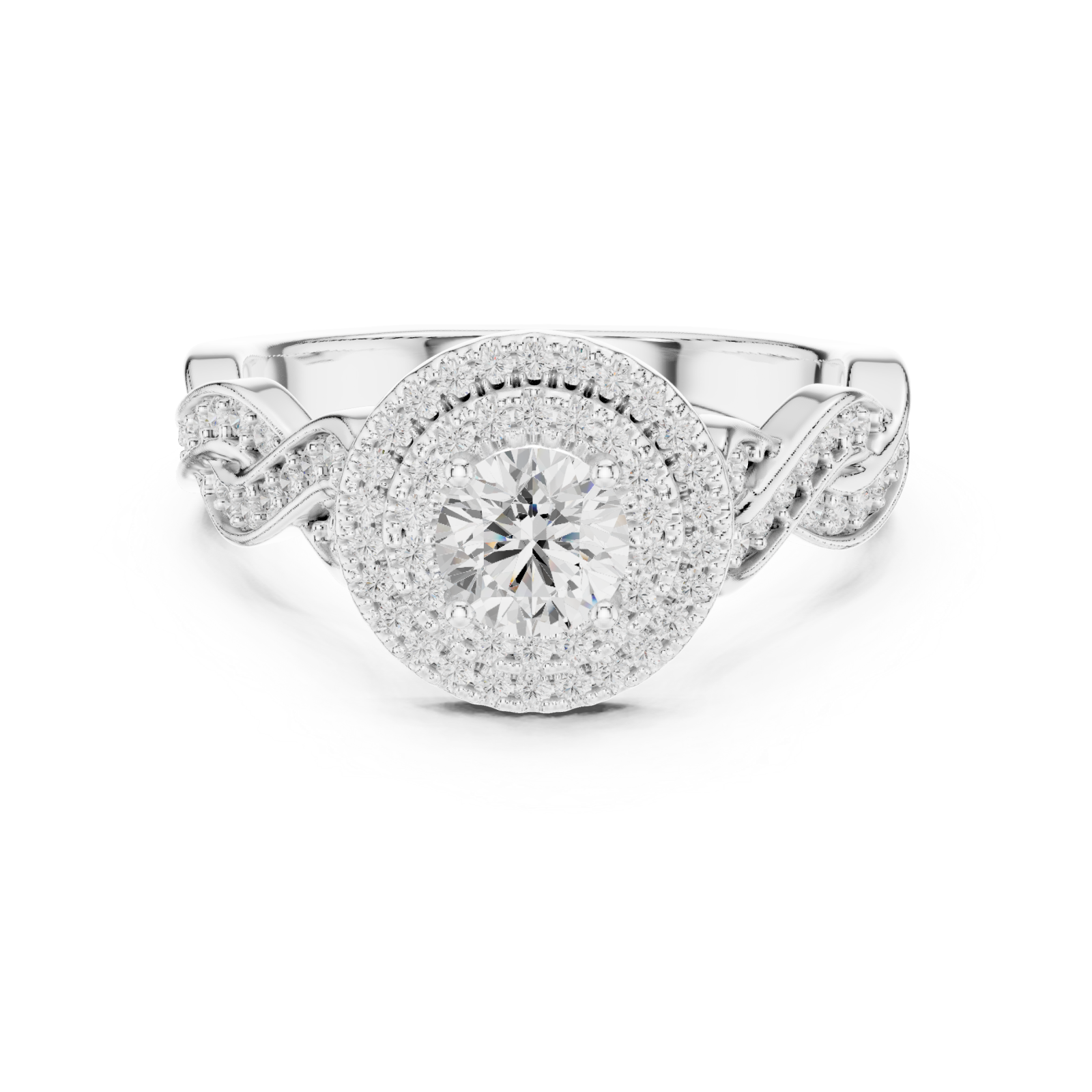  White Gold Twilight Embrace Halo Ring Front View