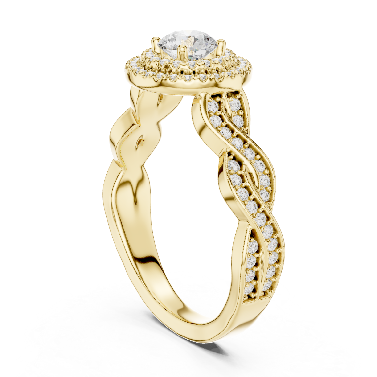  Gold Twilight Embrace Halo Ring Left View