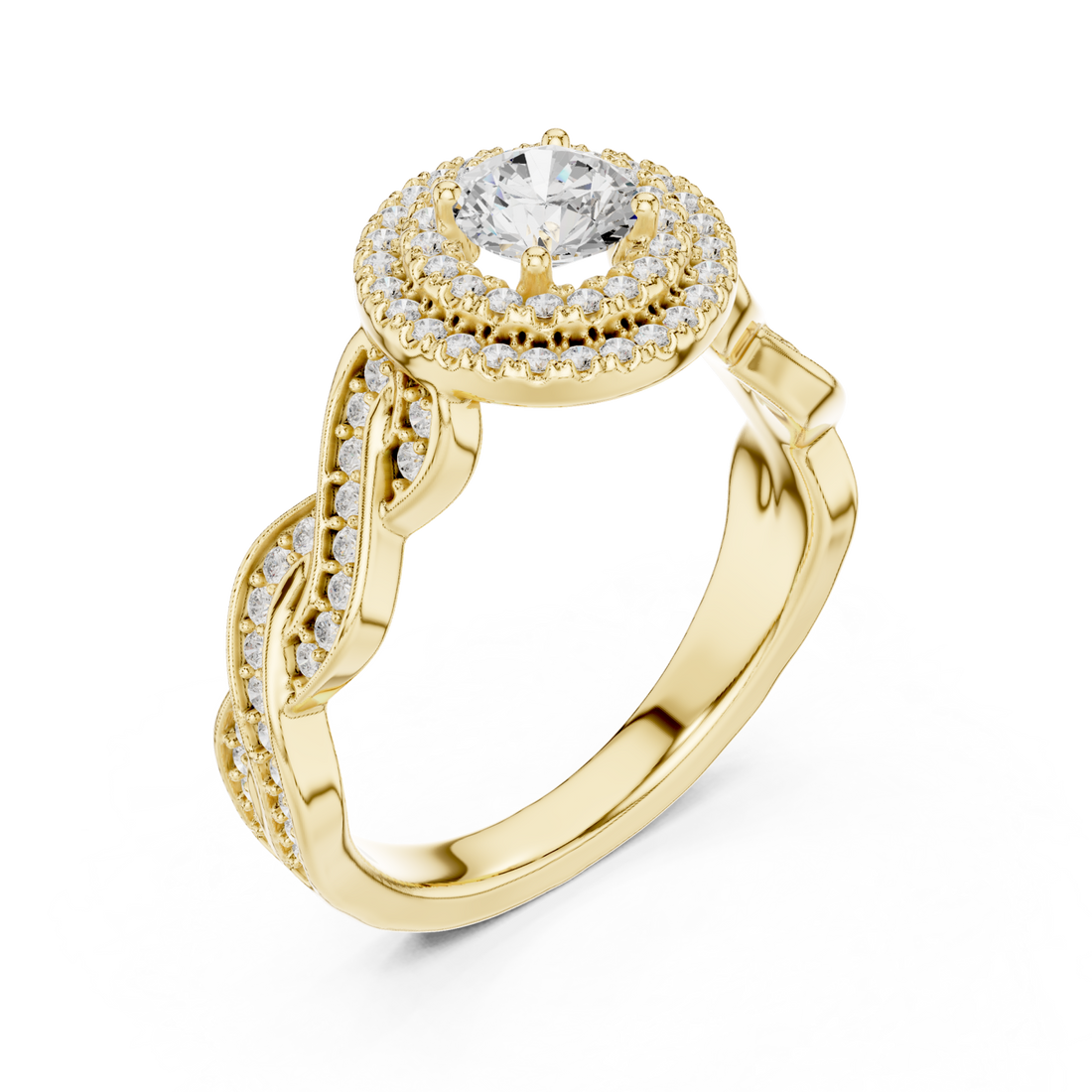 Gold Twilight Embrace Halo Ring Right View