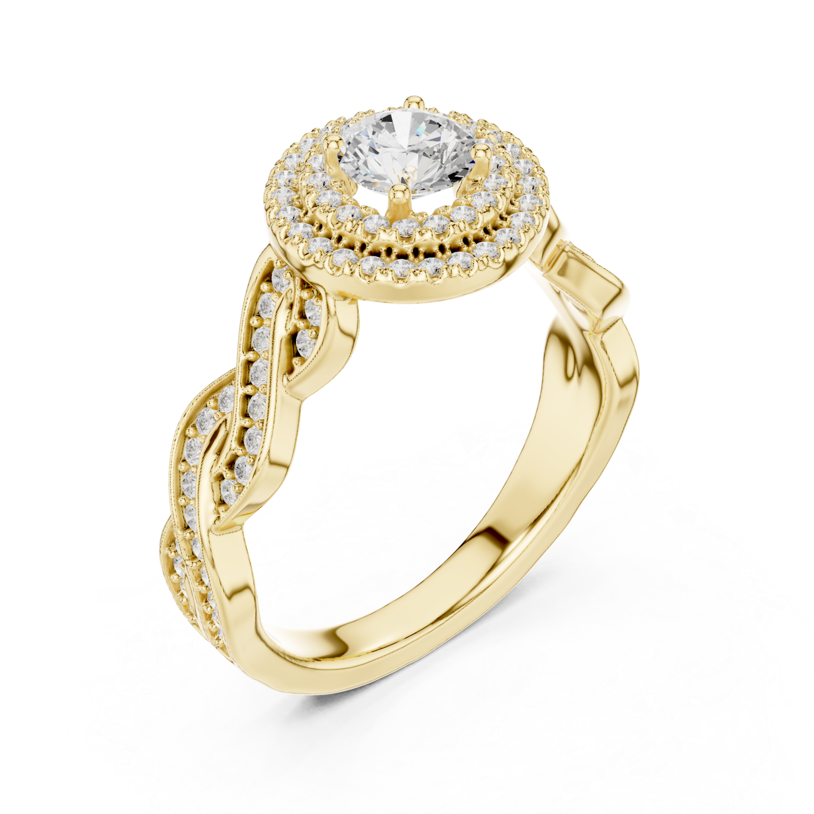 Gold Twilight Embrace Halo Ring Right View