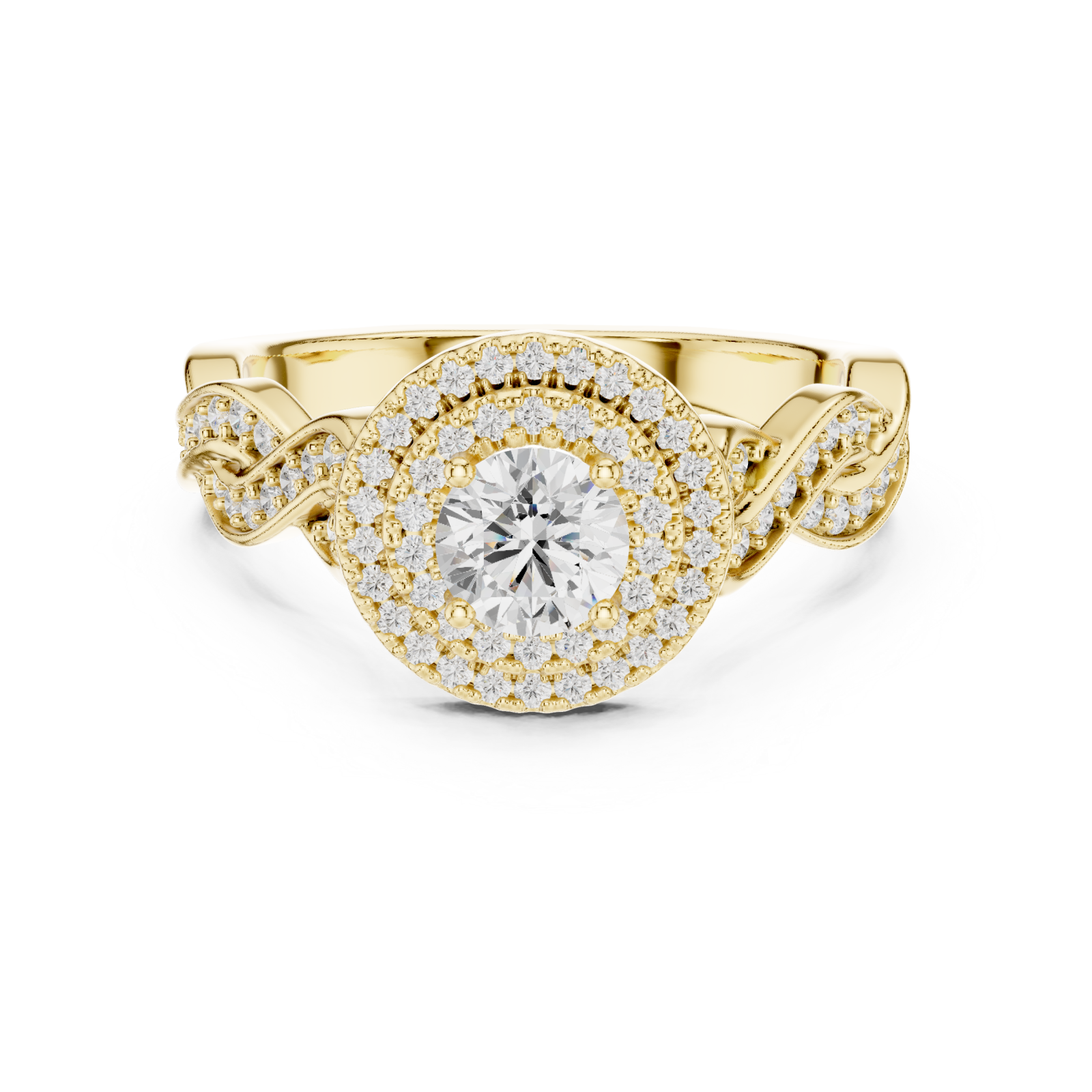  Gold Twilight Embrace Halo Ring Front View