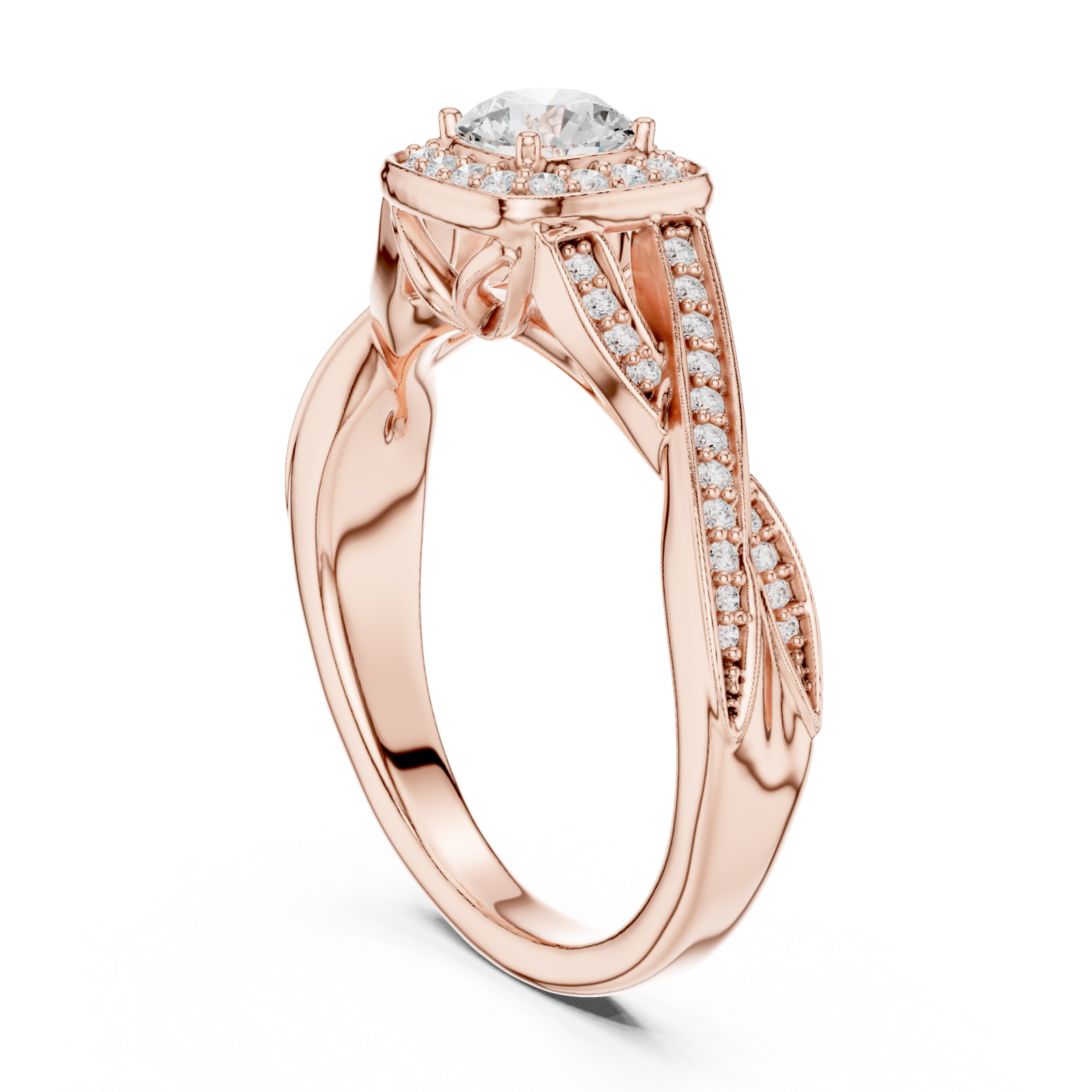  Rose Gold Celestial Aura Cushion Halo Band Left View