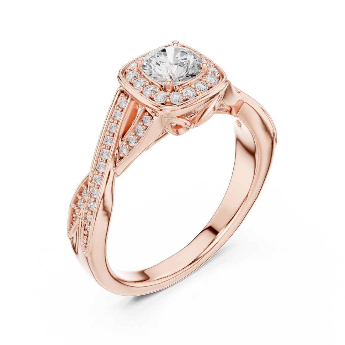 Rose Gold Celestial Aura Cushion Halo Band Right View