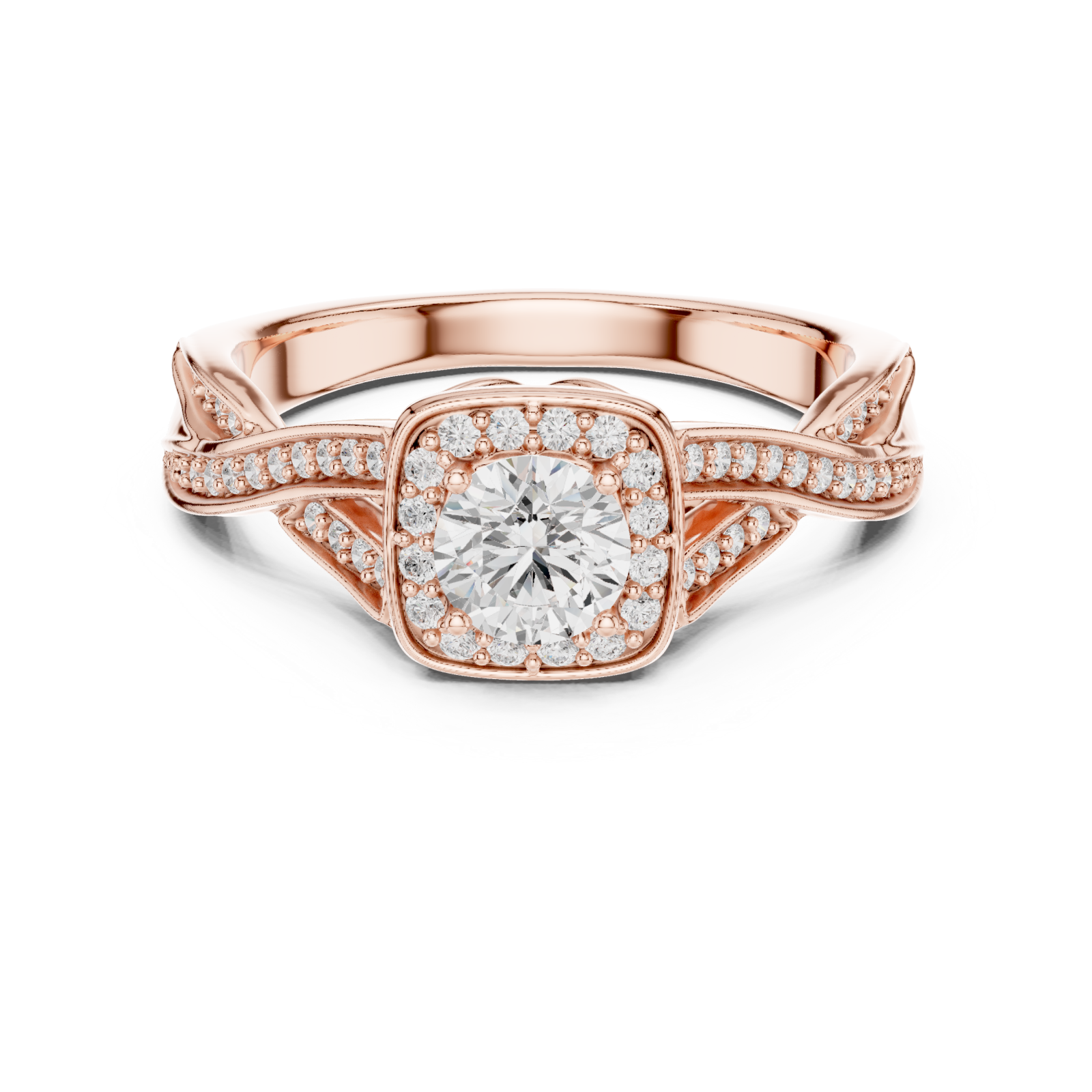  Rose Gold Celestial Aura Cushion Halo Band Front View