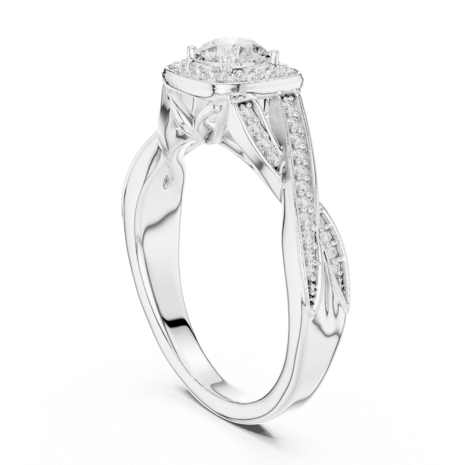  White Gold Celestial Aura Cushion Halo Band Left View