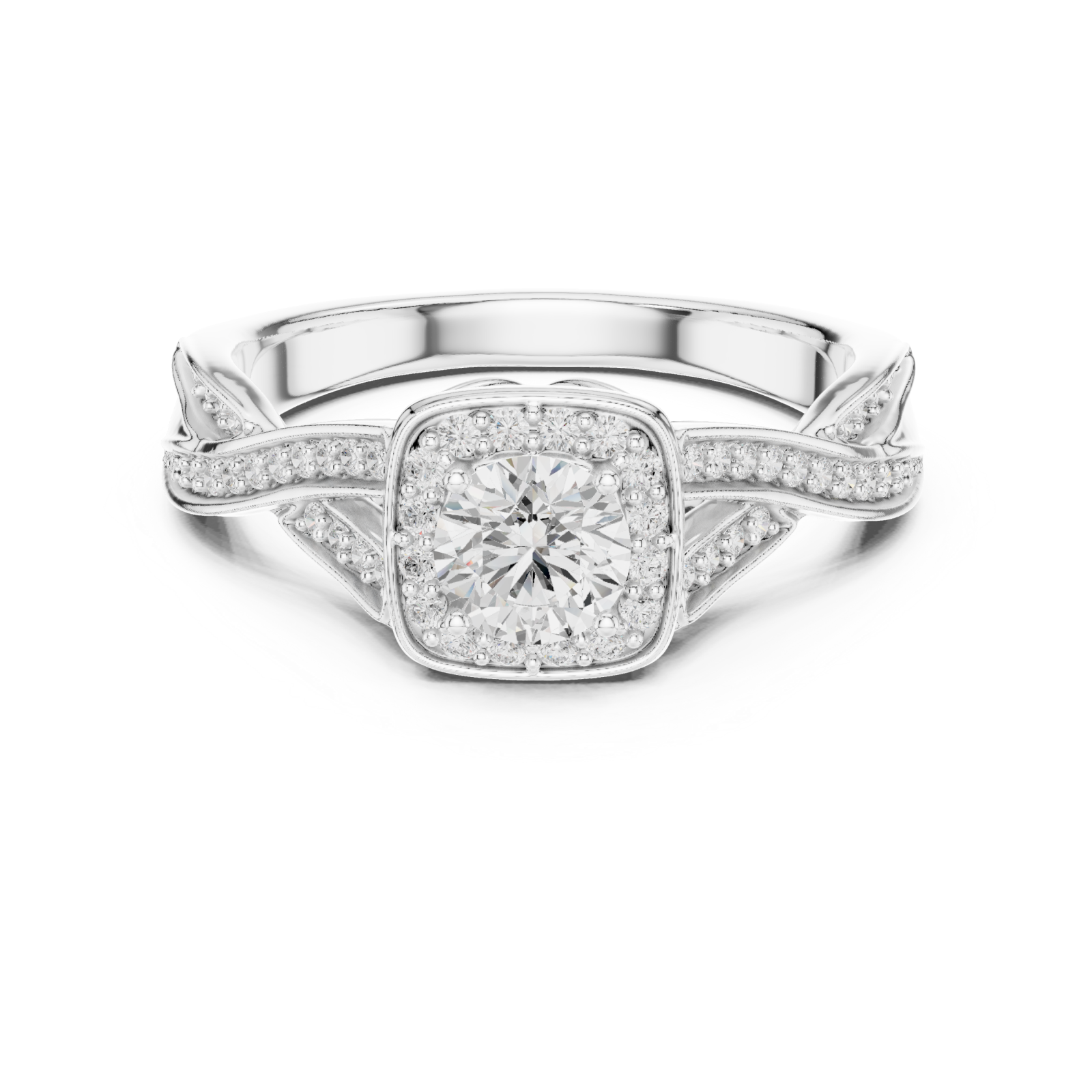  White Gold Celestial Aura Cushion Halo Band Front View