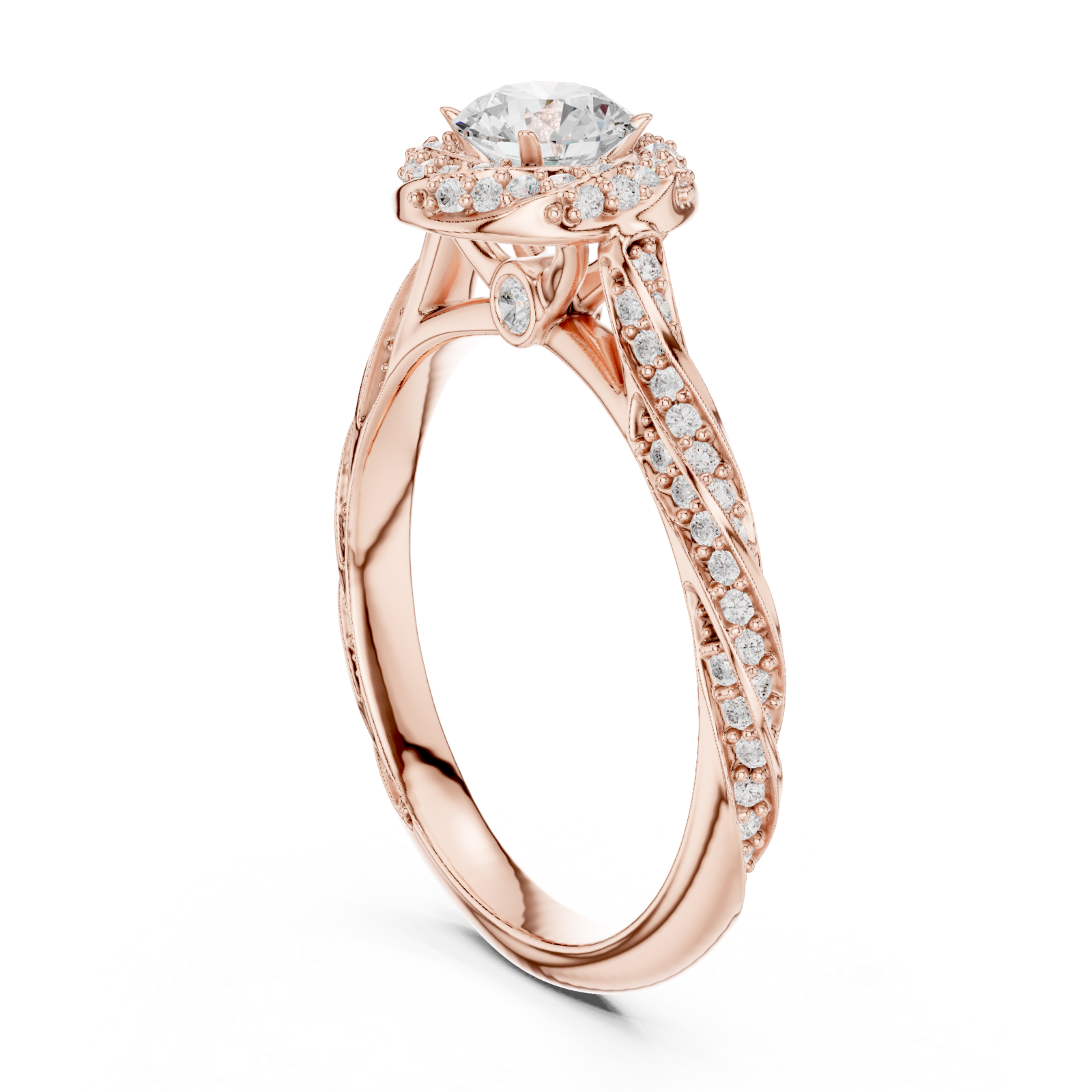  Rose Gold Twist Harmony Solitaire Ring Left View
