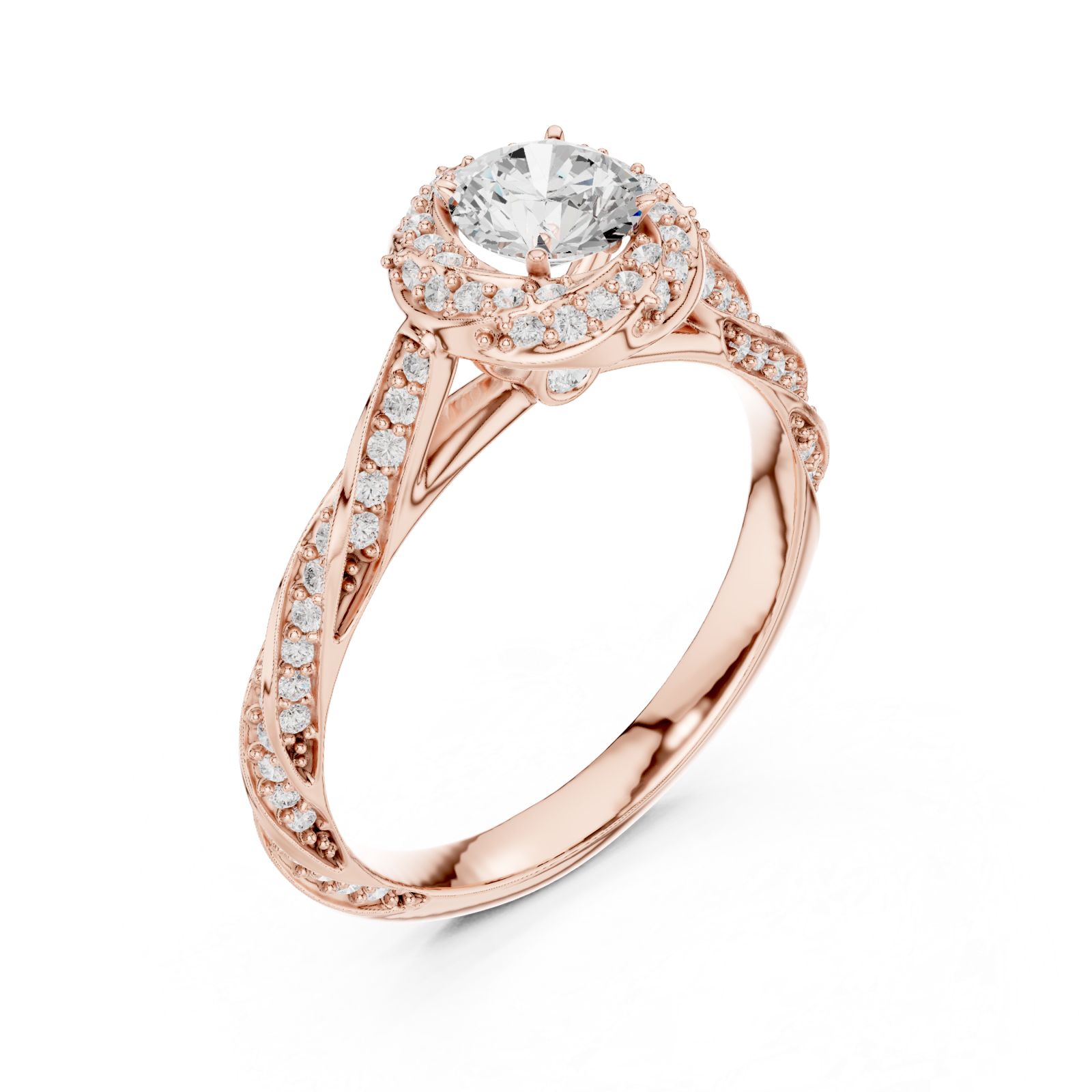  Rose Gold Twist Harmony Solitaire Ring Right View