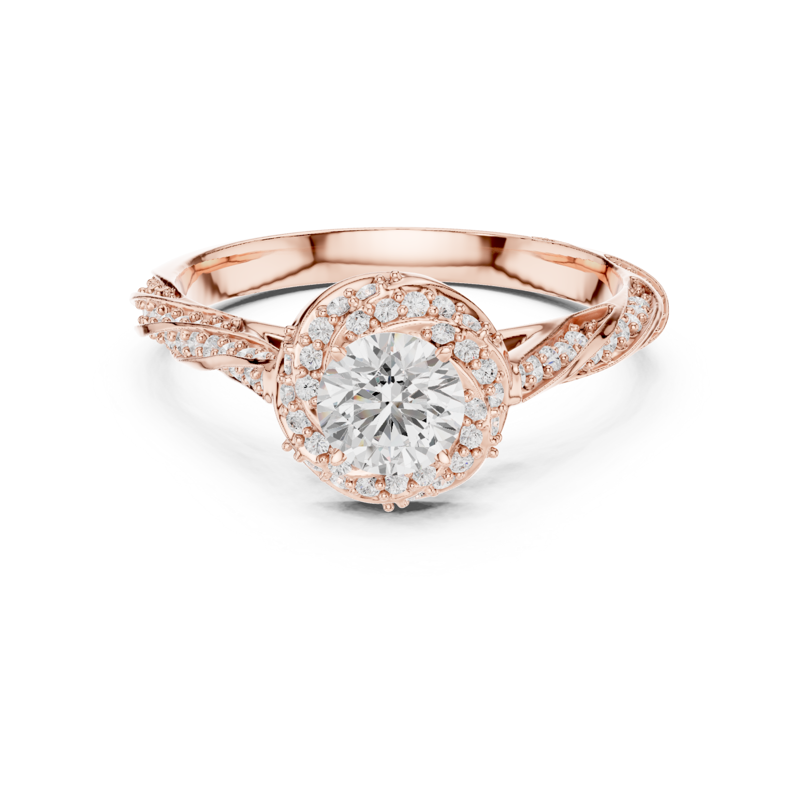  Rose Gold Twist Harmony Solitaire Ring Front View