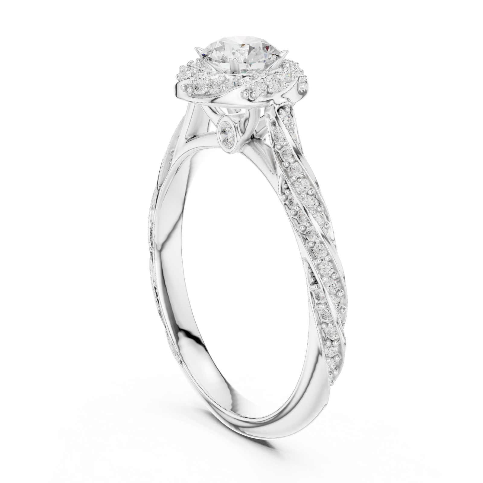  White Gold Twist Harmony Solitaire Ring Left View