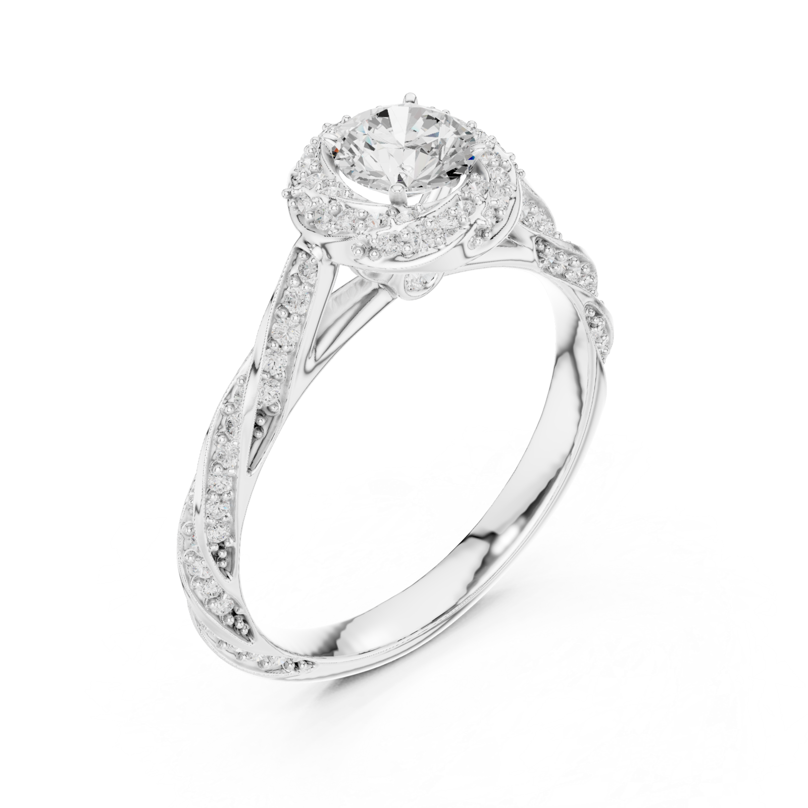  White Gold Twist Harmony Solitaire Ring Right View