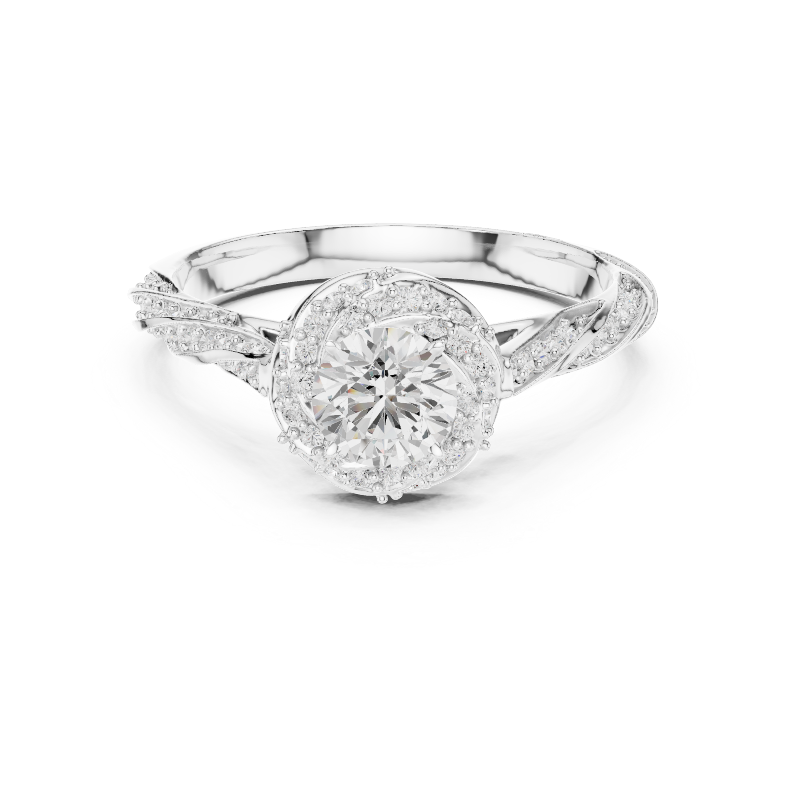  White Gold Twist Harmony Solitaire Ring Front View