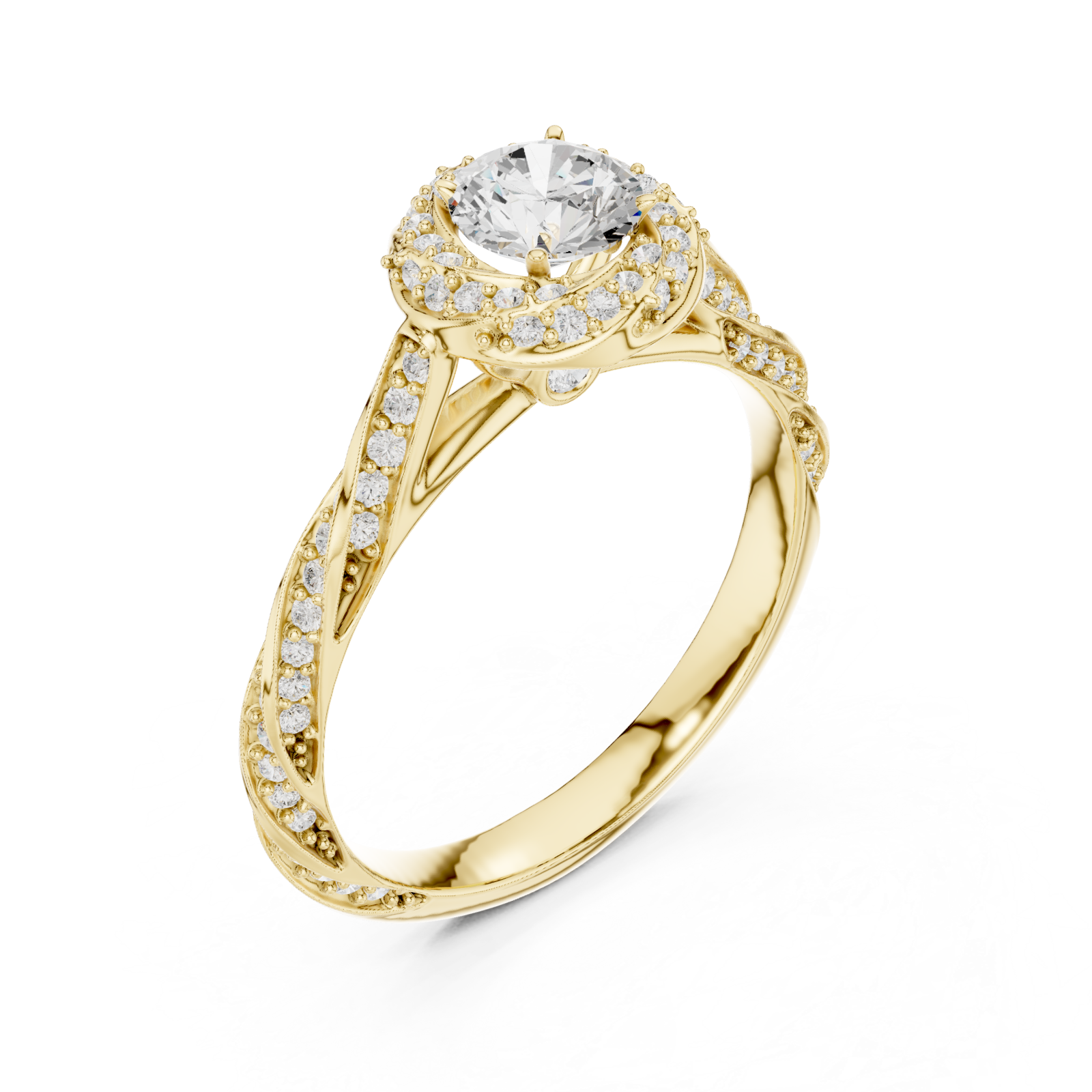 Gold Twist Harmony Solitaire Ring Right View
