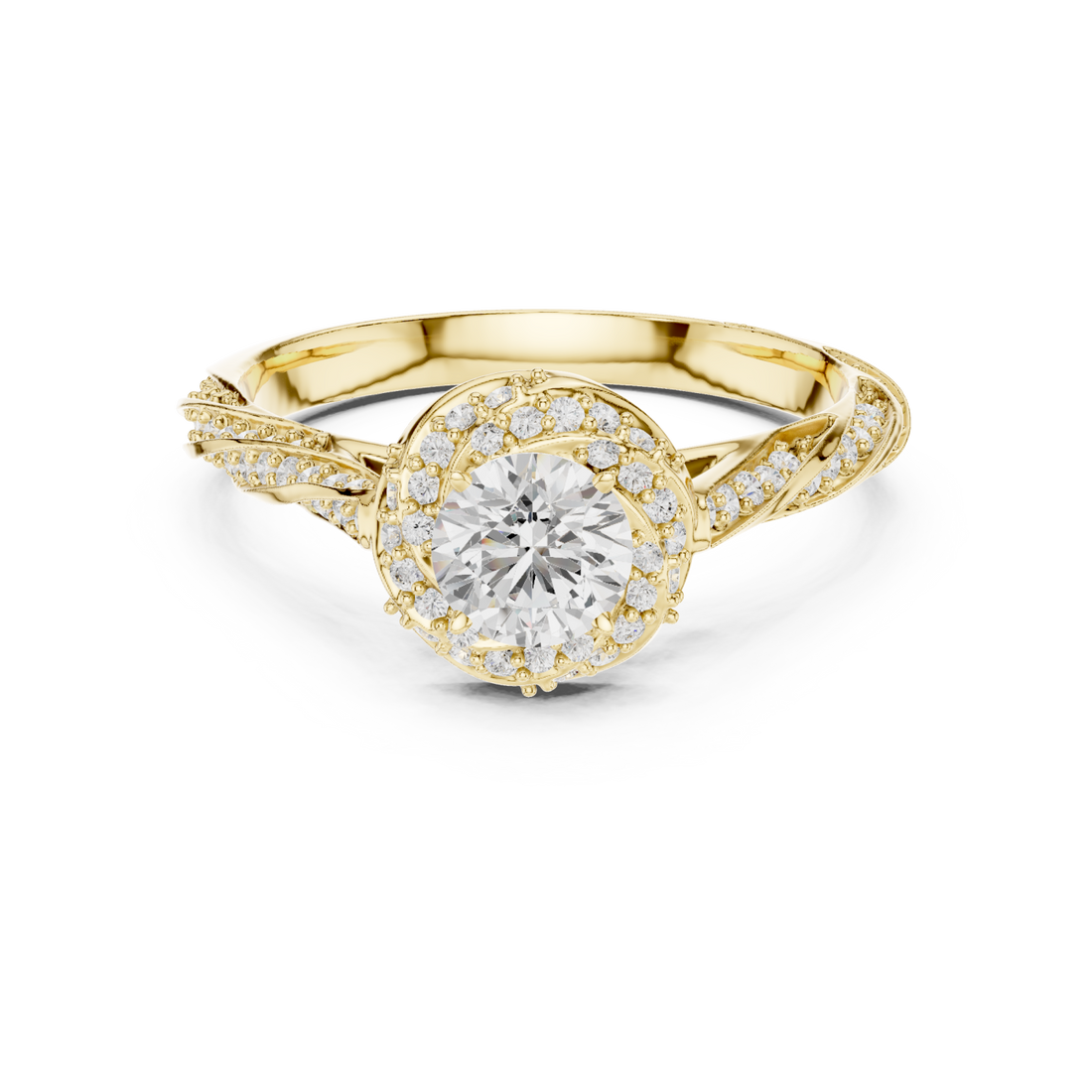 Gold Twist Harmony Solitaire Ring Right View