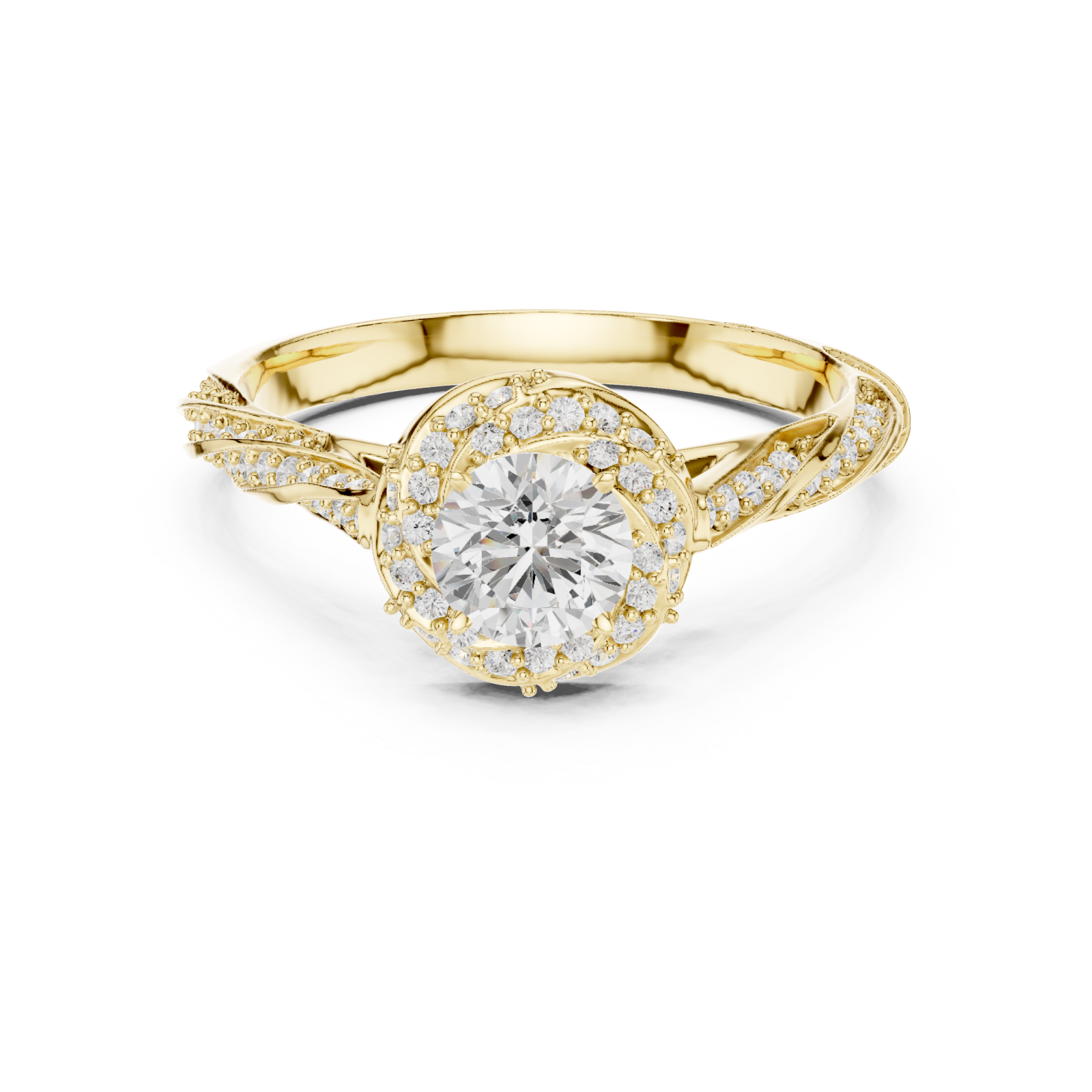  Gold Twist Harmony Solitaire Ring Front View