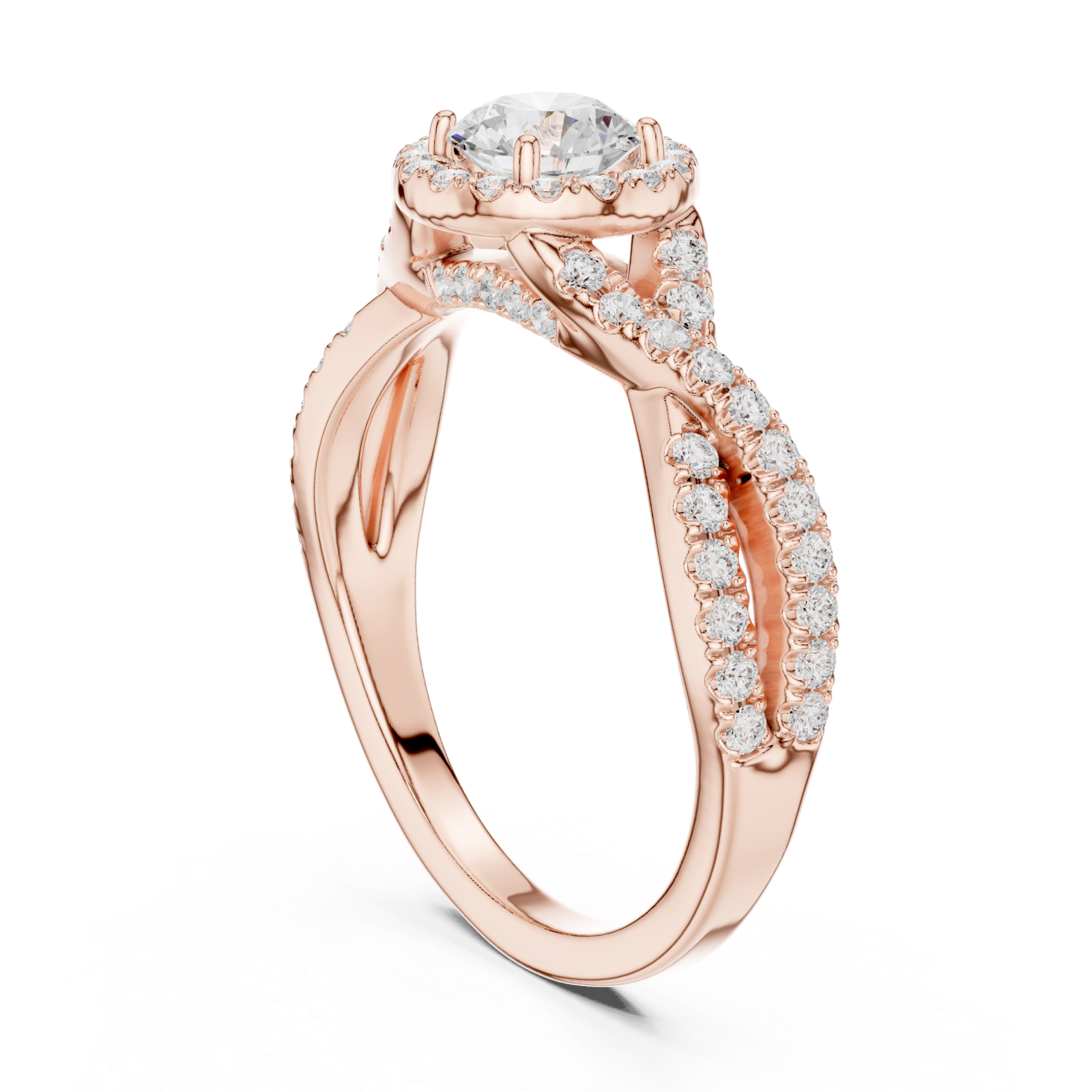 Rose Gold Celestial Harmony Regal Solitaire Band Left View