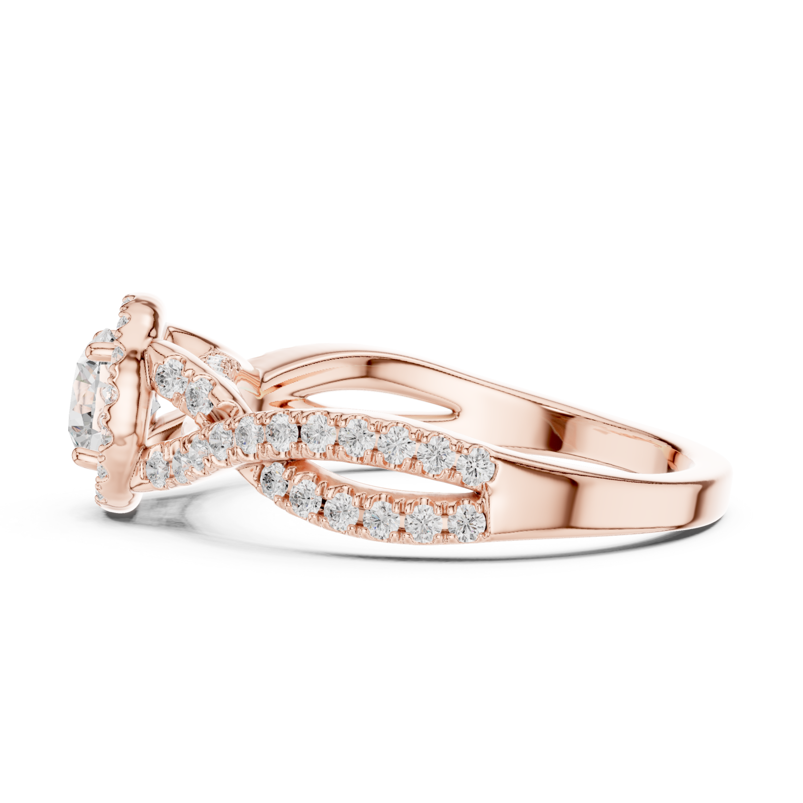 Rose Gold Celestial Harmony Regal Solitaire Band Side View