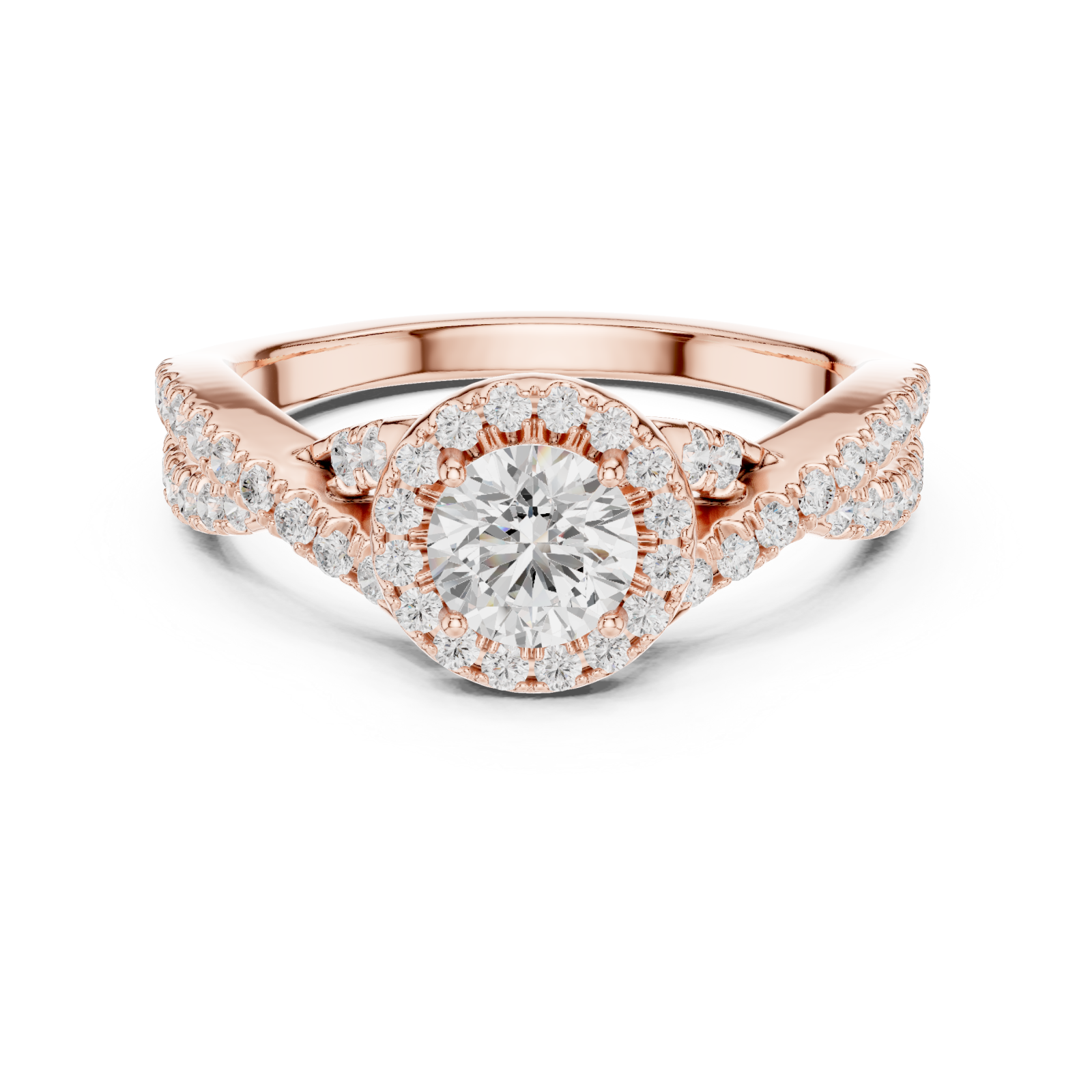  Rose Gold Celestial Harmony Regal Solitaire Band Front View