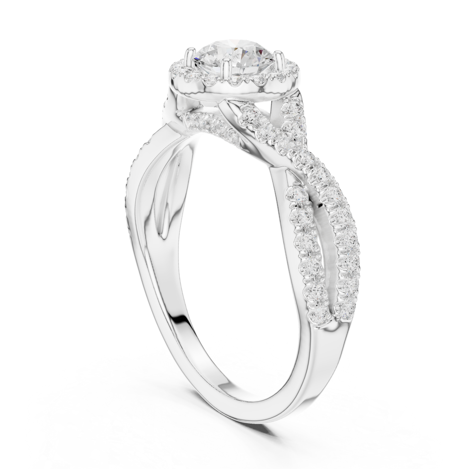  White Gold Celestial Harmony Regal Solitaire Band Left View