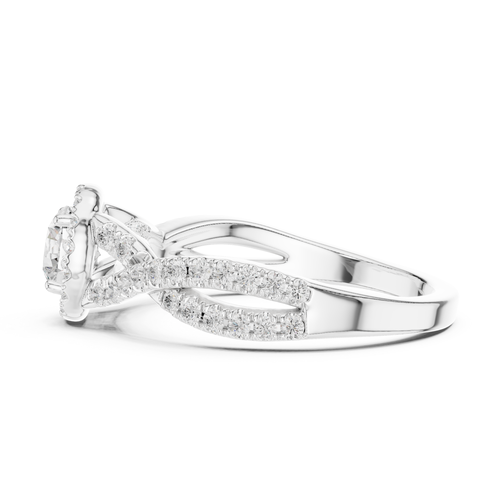  White Gold Celestial Harmony Regal Solitaire Band Side View