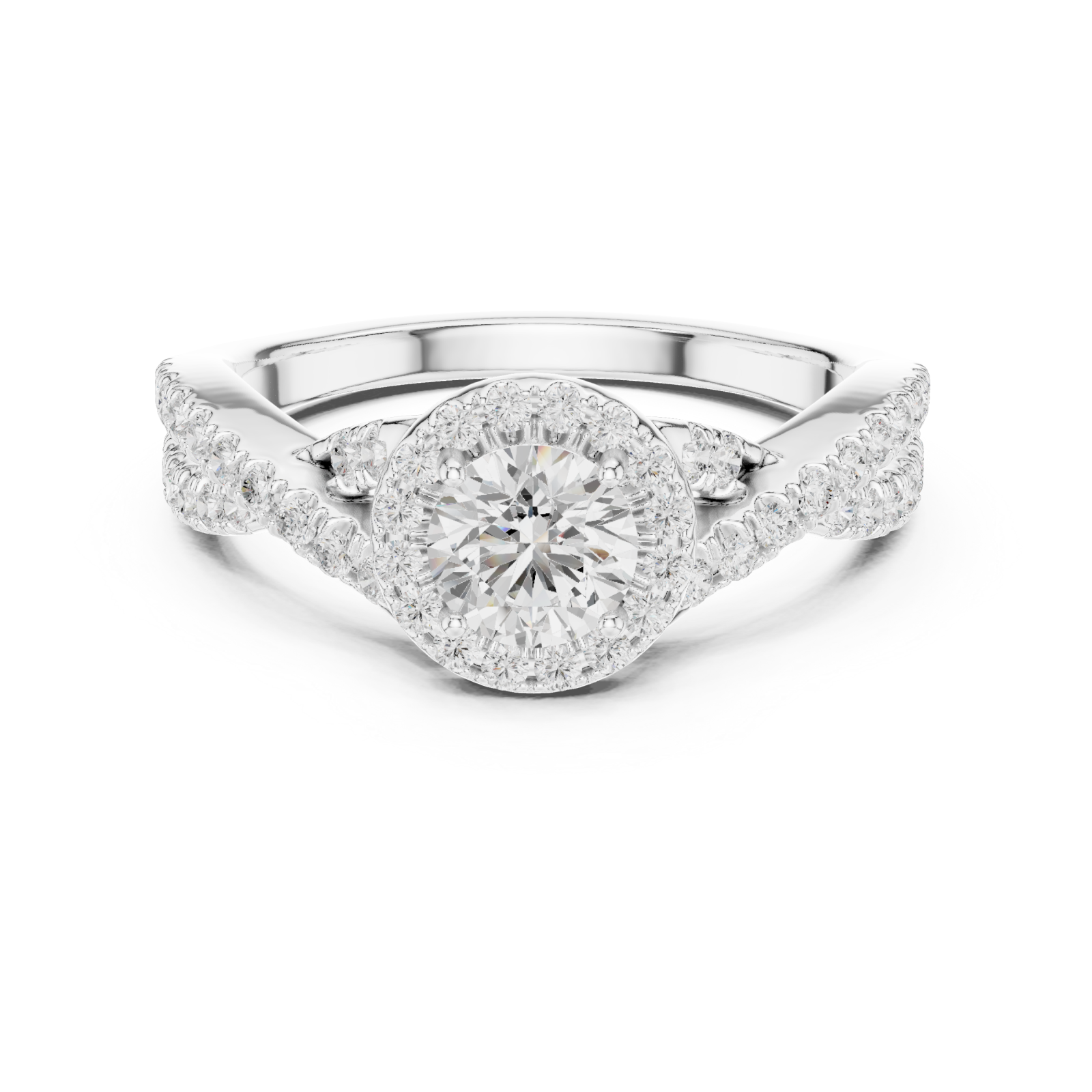  White Gold Celestial Harmony Regal Solitaire Band Front View