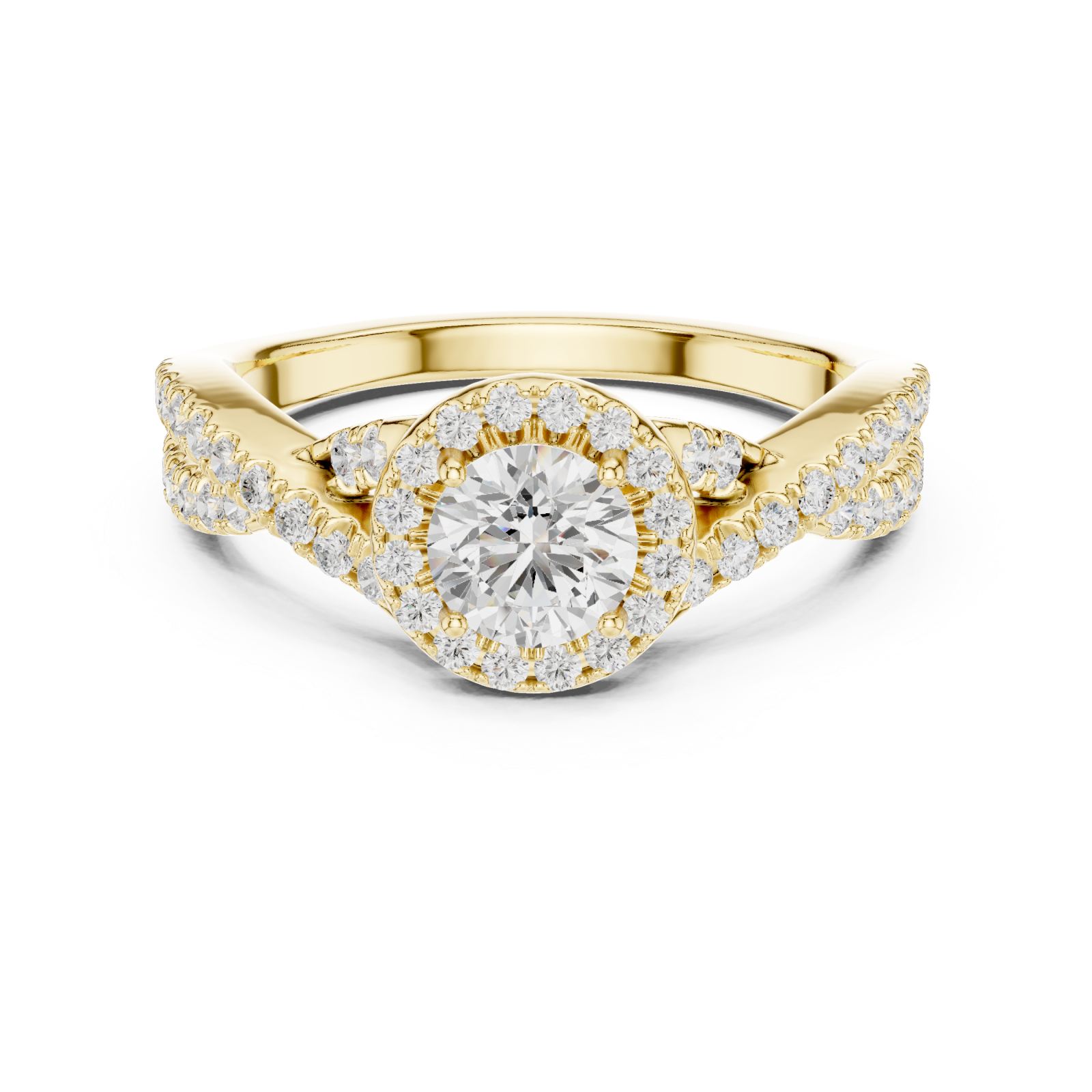  Gold Celestial Harmony Regal Solitaire Band Front View