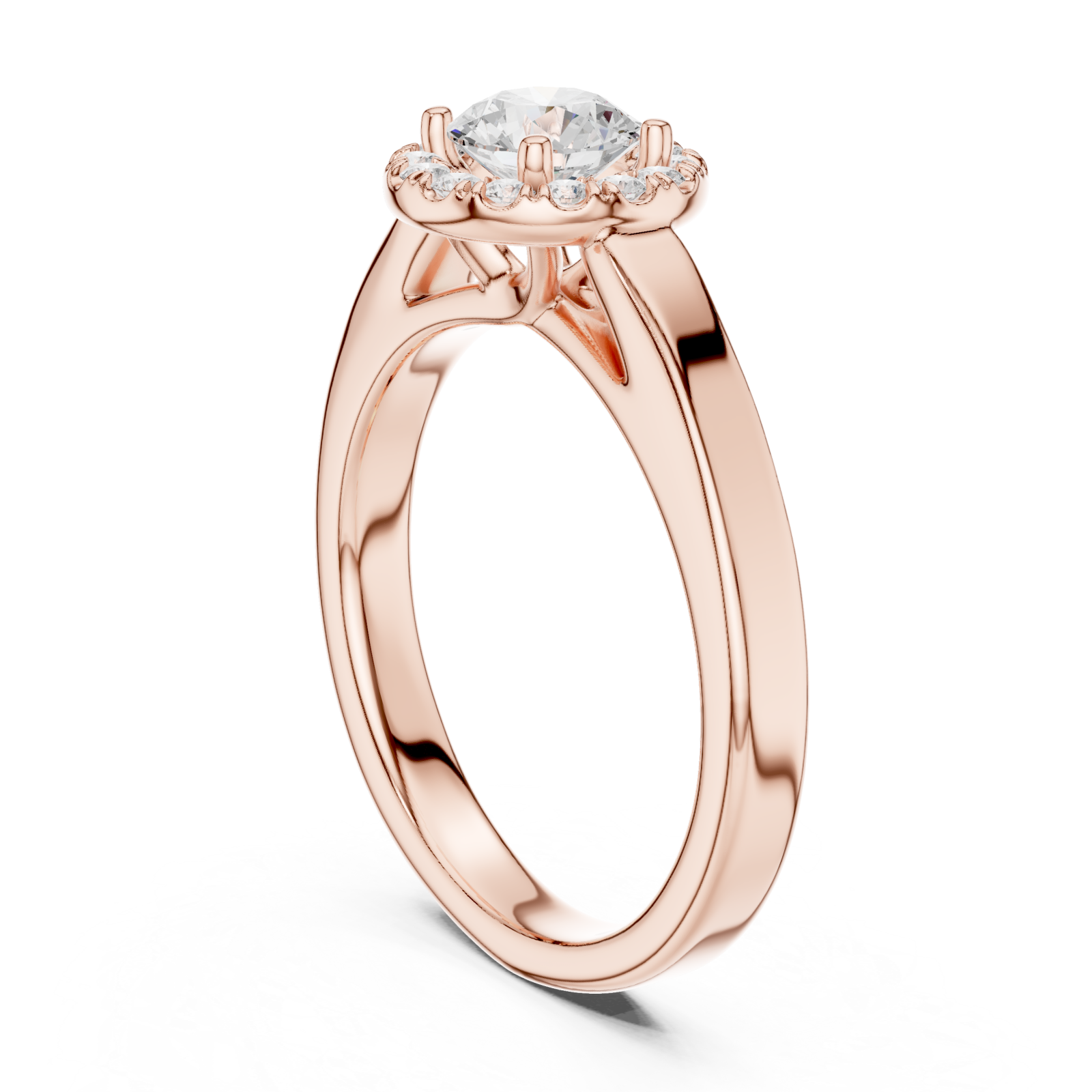  Rose Gold Celestial Radiance Halo Ring Left View
