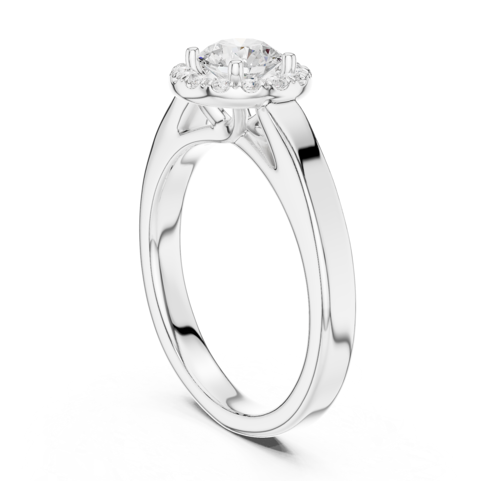  White Gold Celestial Radiance Halo Ring Left View