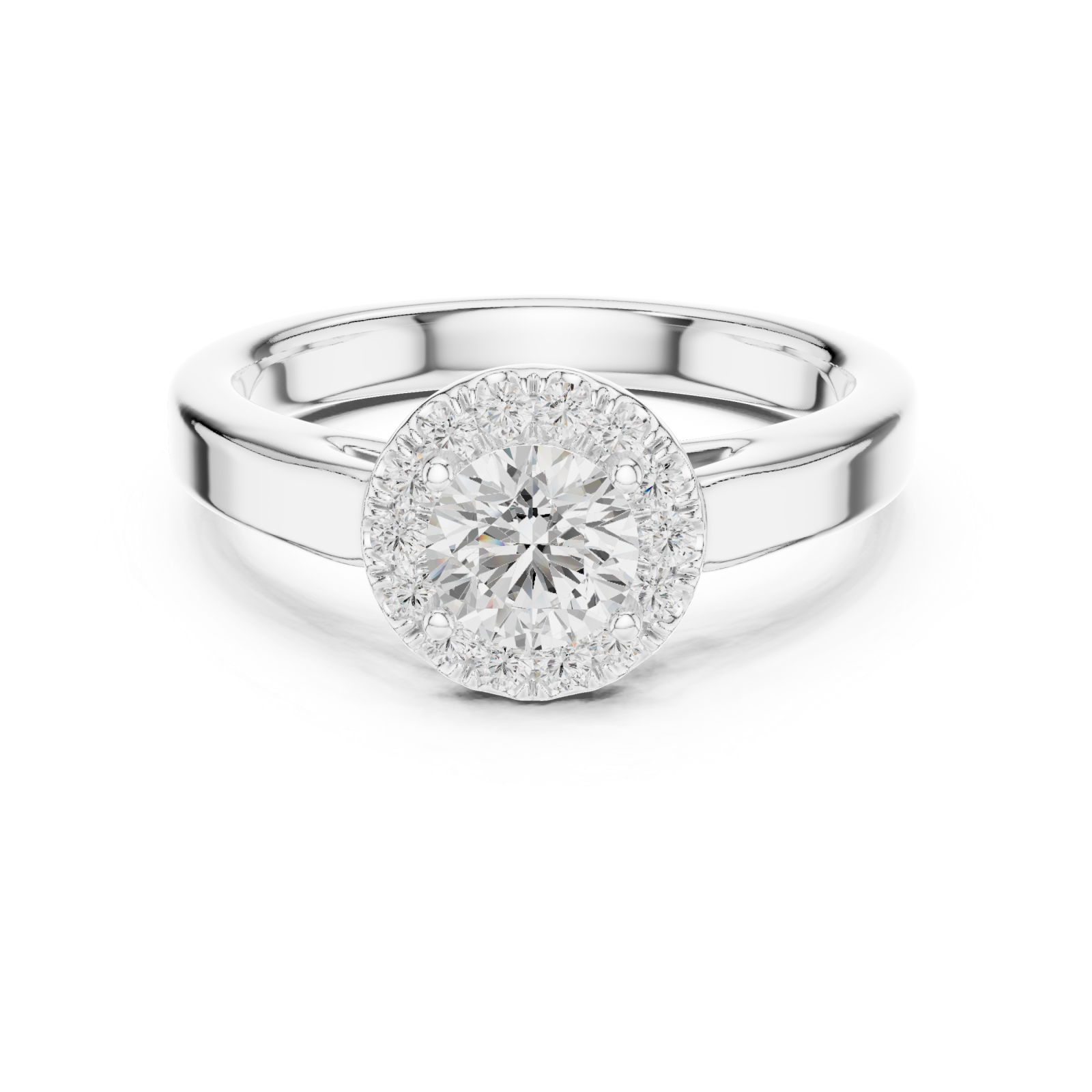  White Gold Celestial Radiance Halo Ring Front View