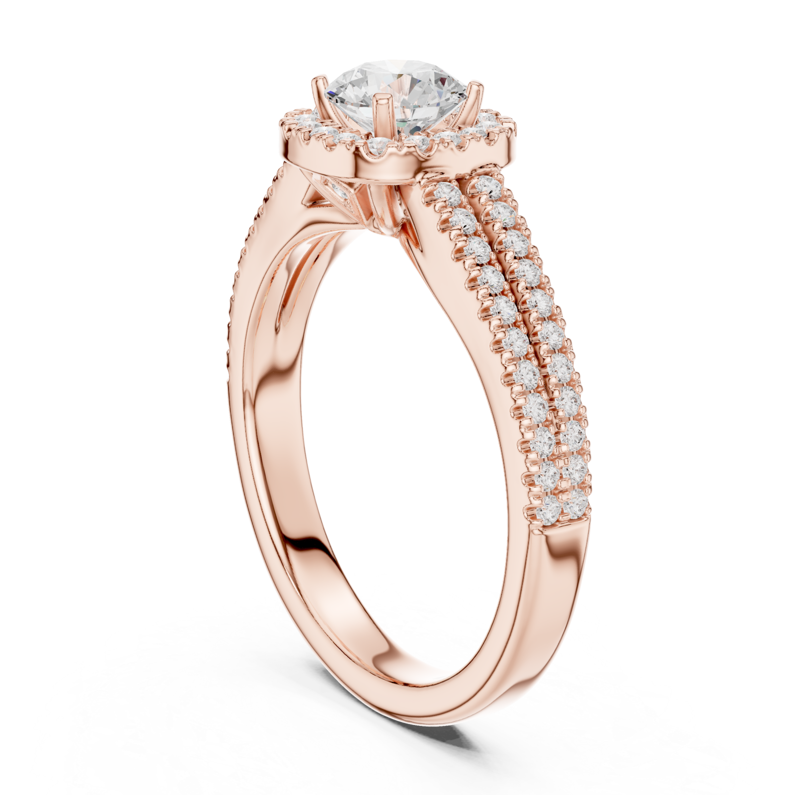  Rose Gold Celestial Radiance Halo Band Ring Left View