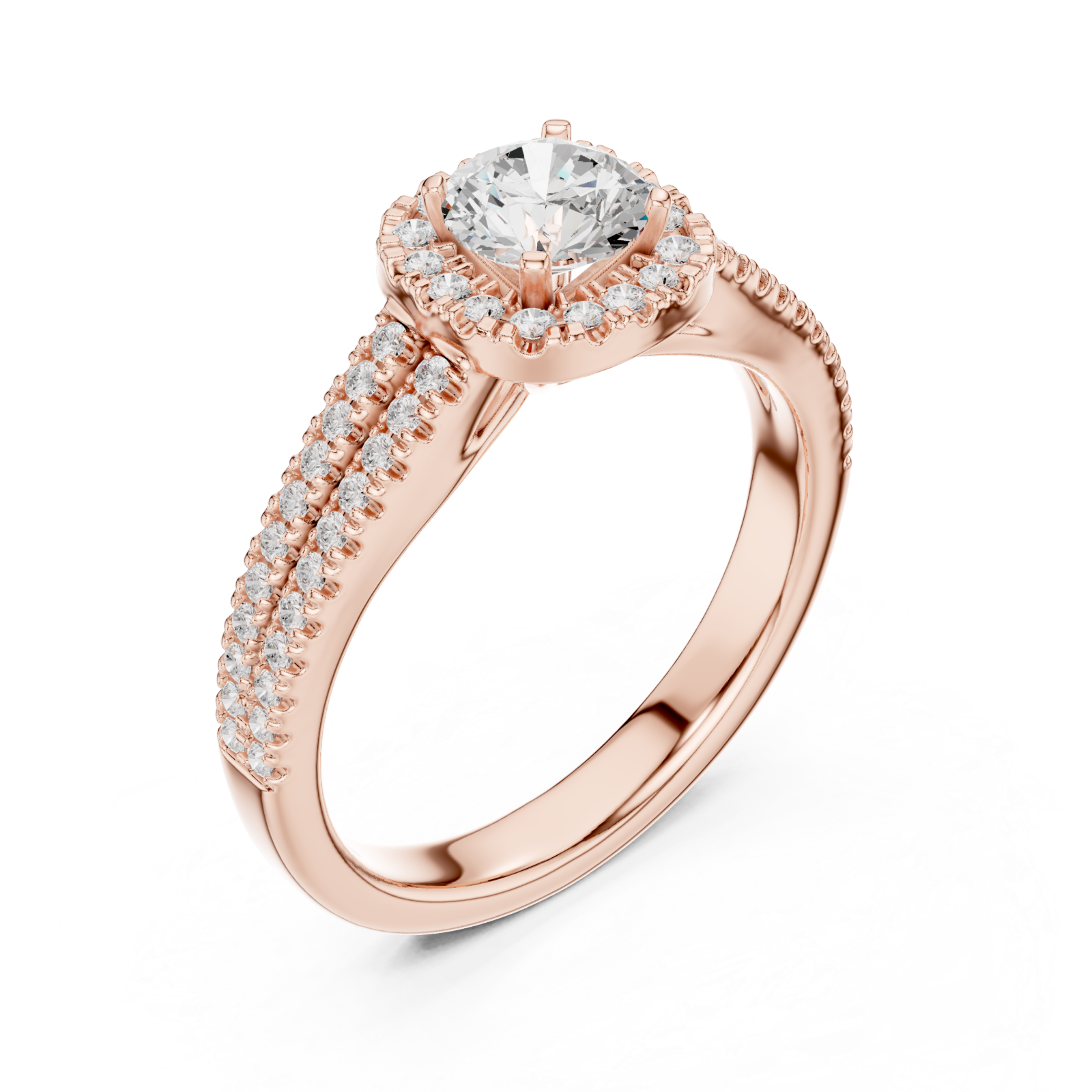  Rose Gold Celestial Radiance Halo Band Ring Right View