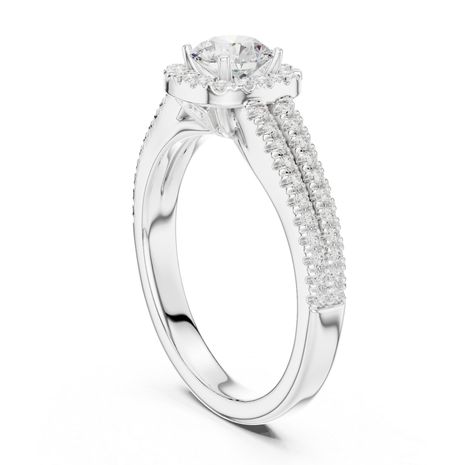  White Gold Celestial Radiance Halo Band Ring Left View