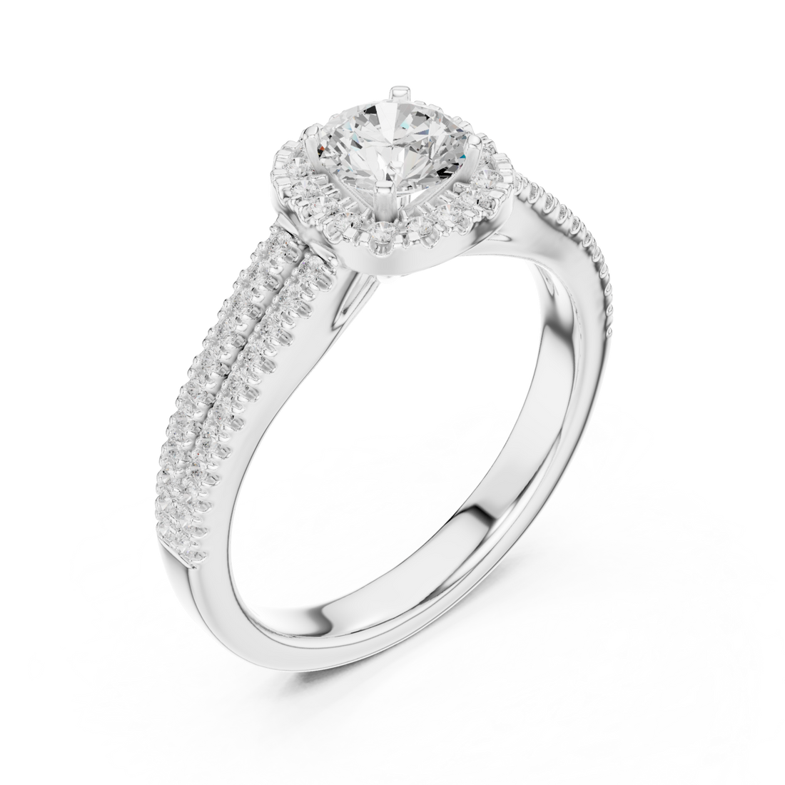  White Gold Celestial Radiance Halo Band Ring Right View