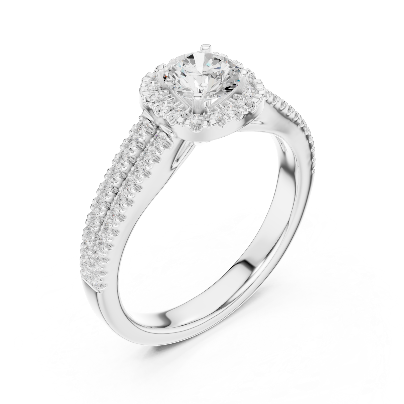  White Gold Celestial Radiance Halo Band Ring Right View