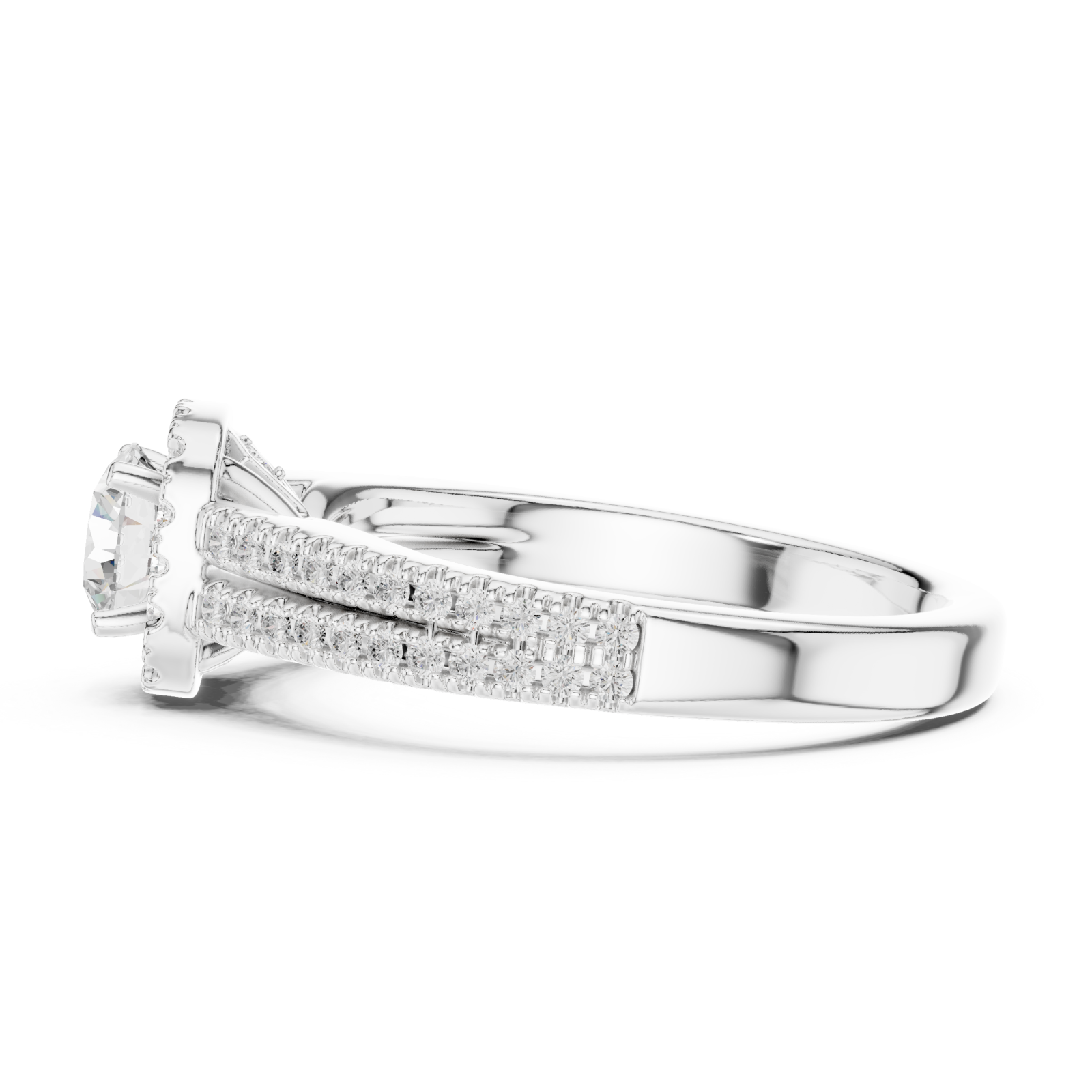  White Gold Celestial Radiance Halo Band Ring Side View
