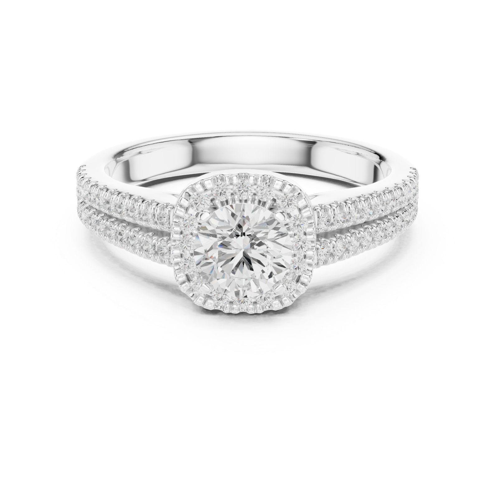  White Gold Celestial Radiance Halo Band Ring Front View