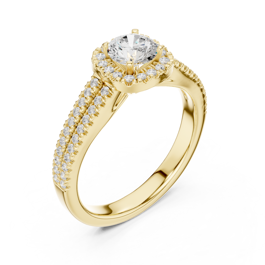 Gold Celestial Radiance Halo Band Ring Right View