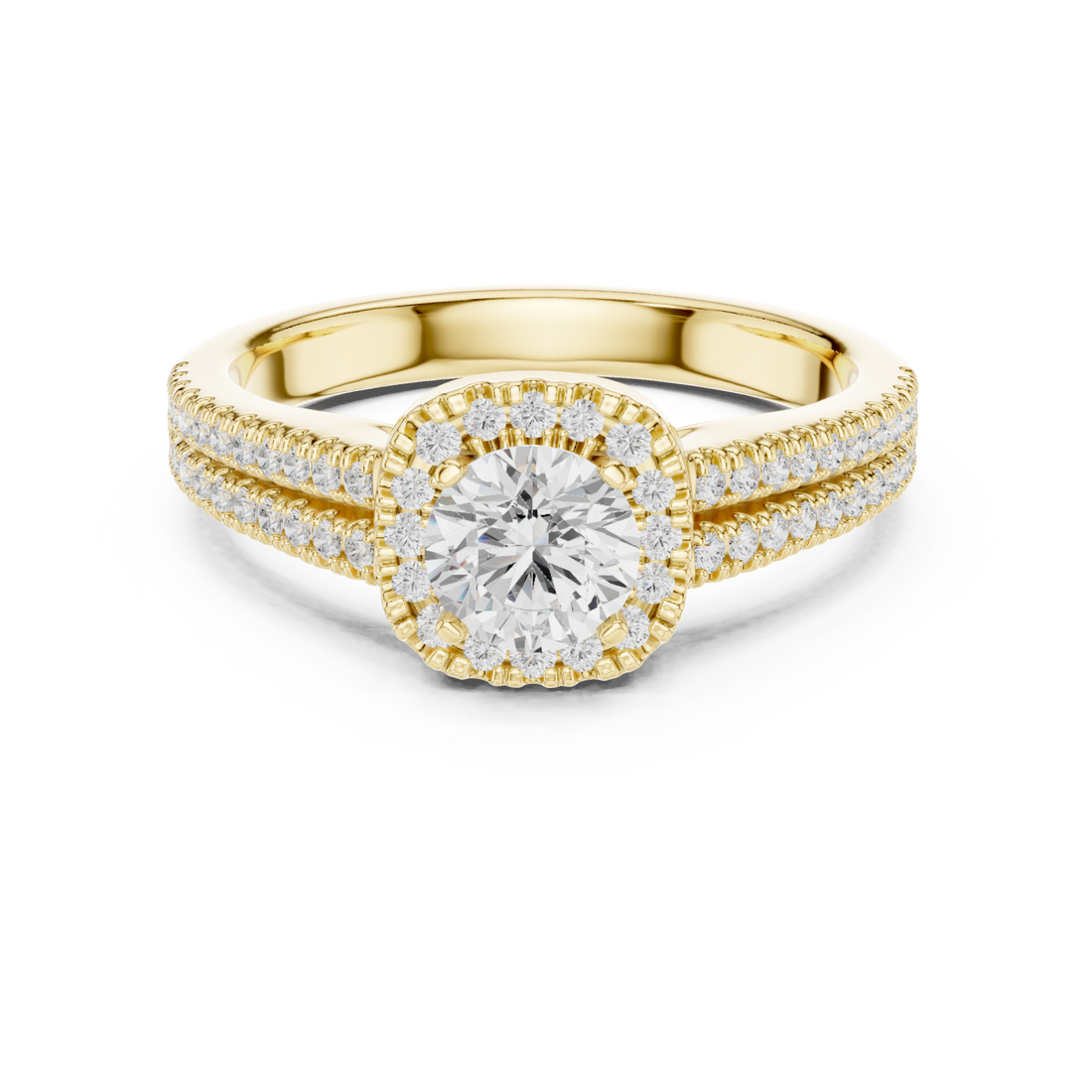 Gold Celestial Radiance Halo Band Ring Right View
