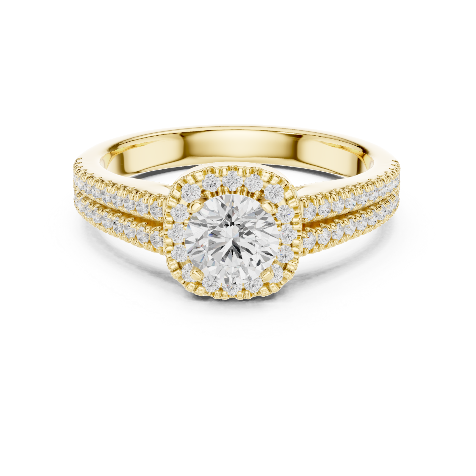 Gold Celestial Radiance Halo Band Ring Front View