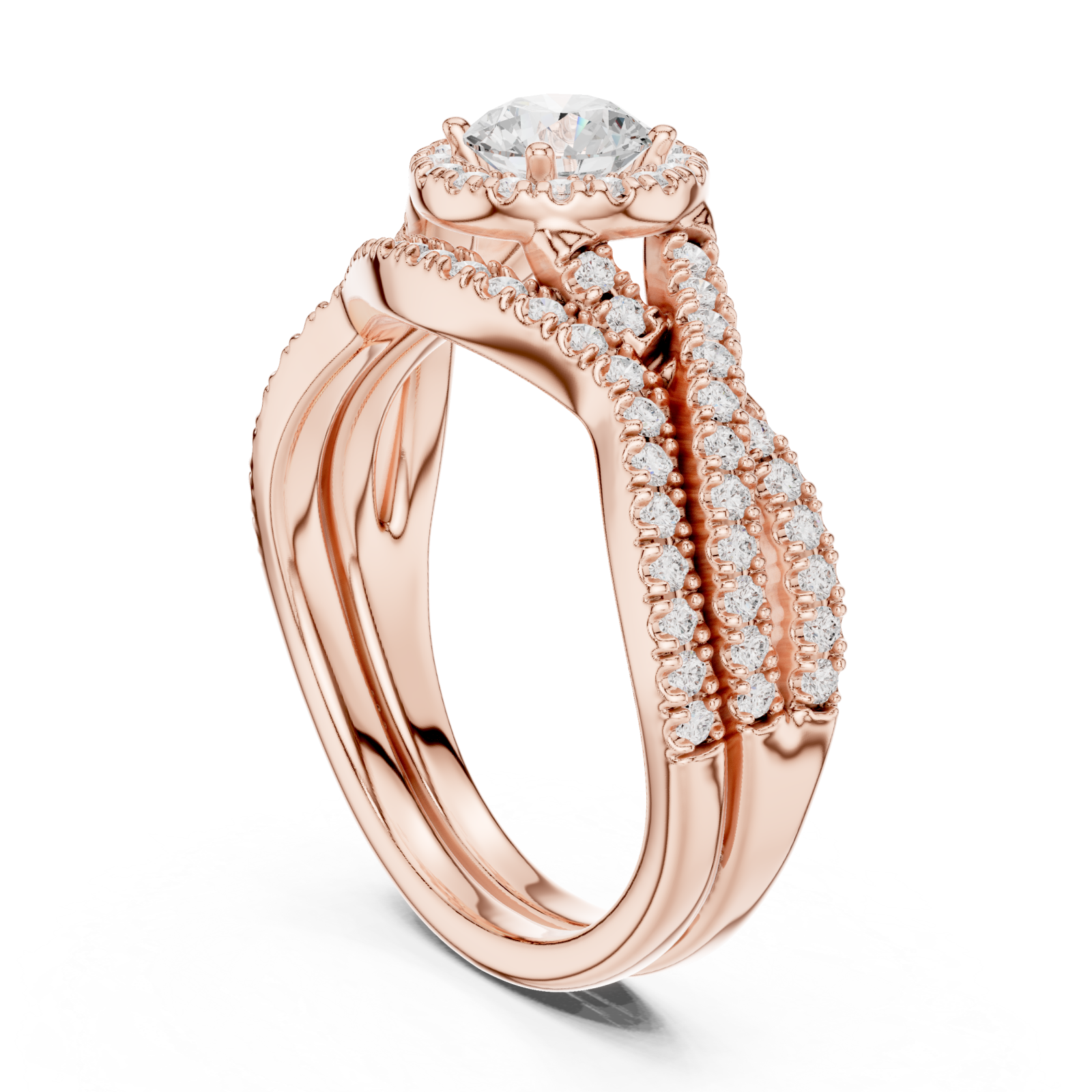  Rose Gold Celestial Halo Embrace Ring Left View