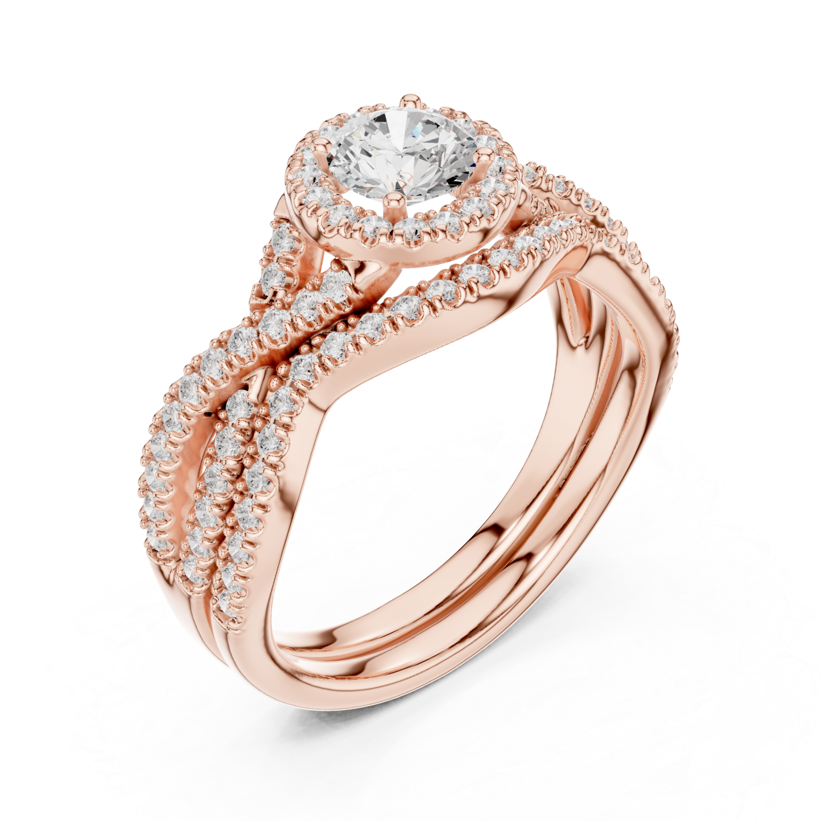  Rose Gold Celestial Halo Embrace Ring Right View