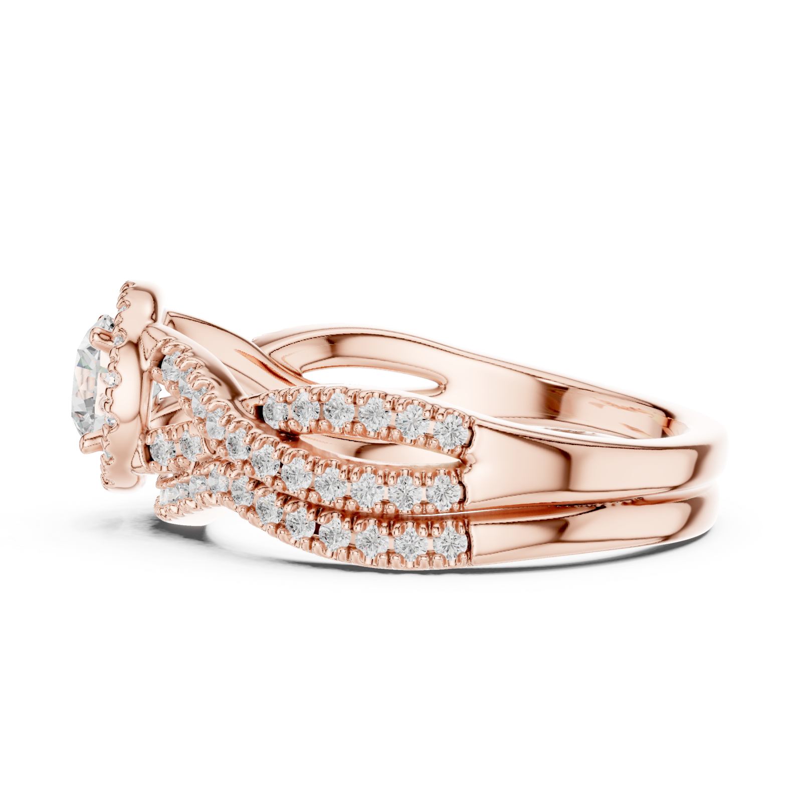  Rose Gold Celestial Halo Embrace Ring Side View