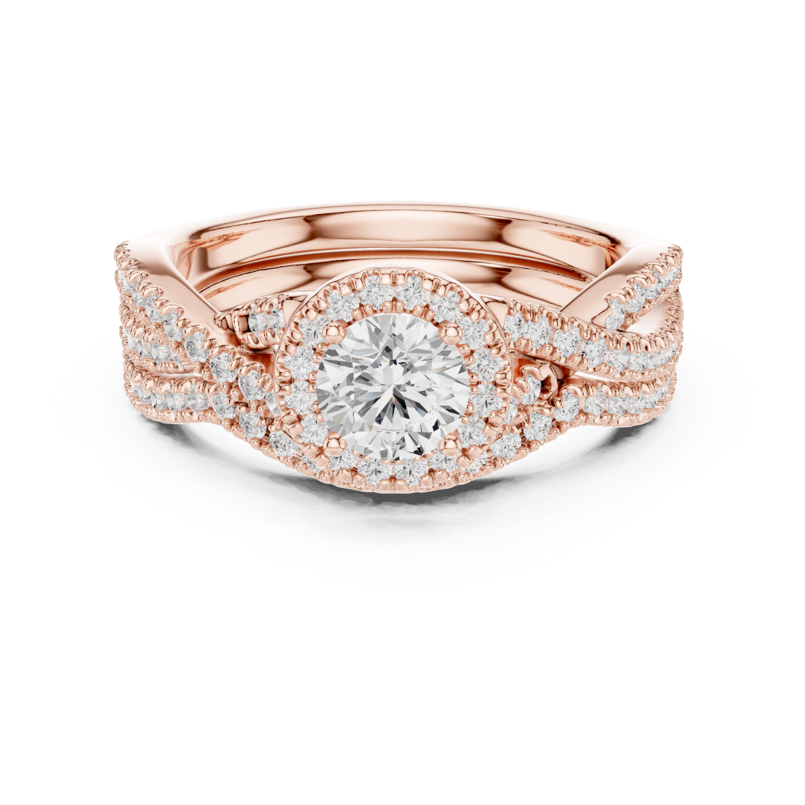  Rose Gold Celestial Halo Embrace Ring Front View