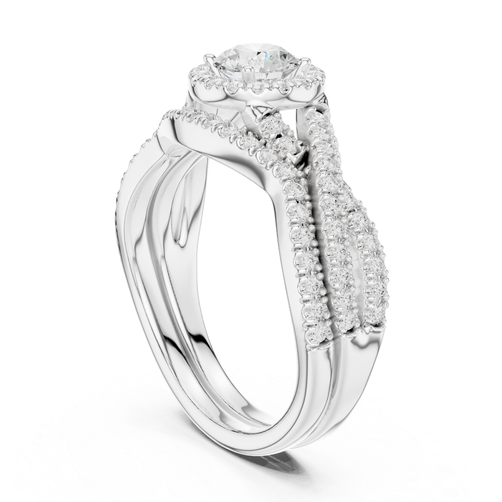  White Gold Celestial Halo Embrace Ring Left View