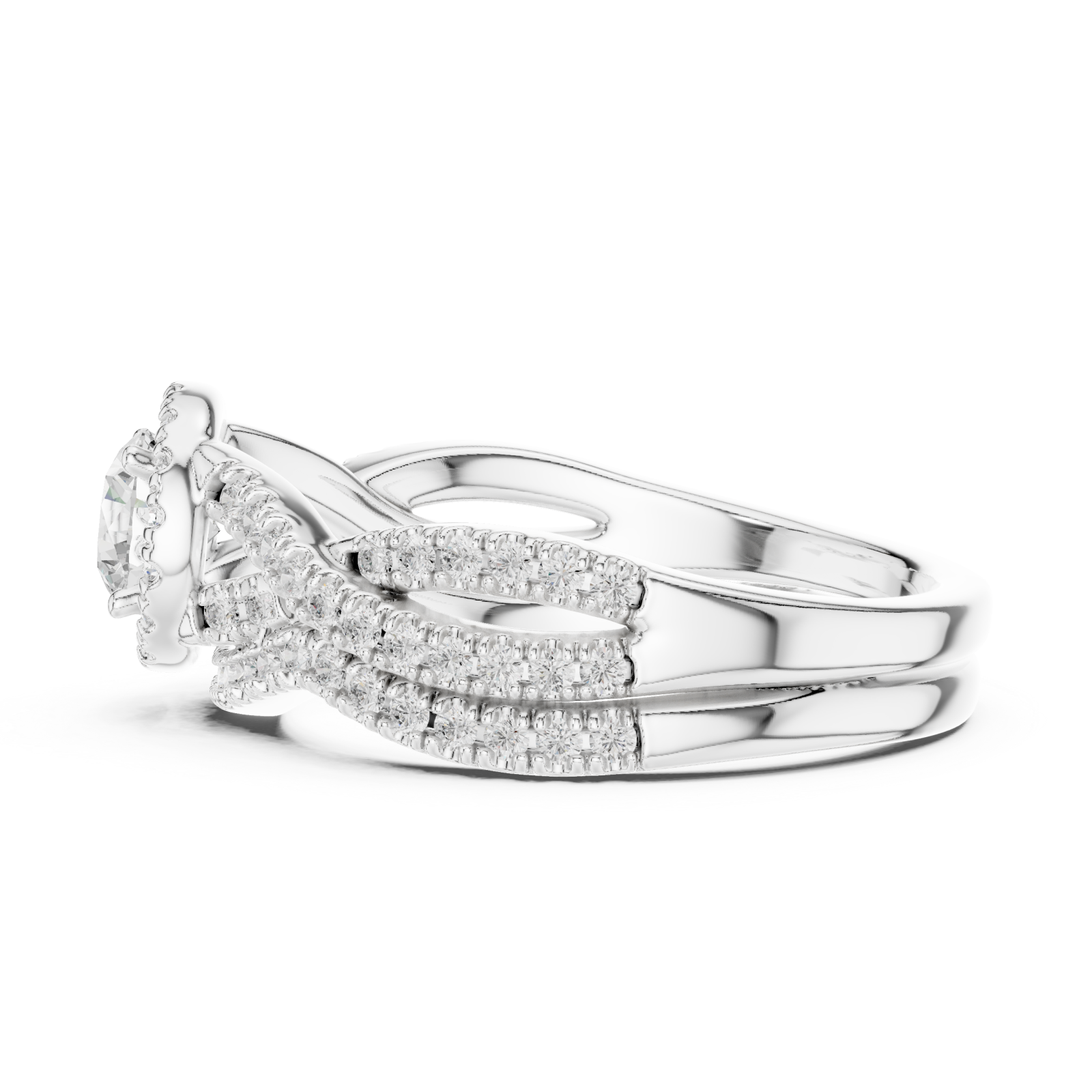  White Gold Celestial Halo Embrace Ring Side View